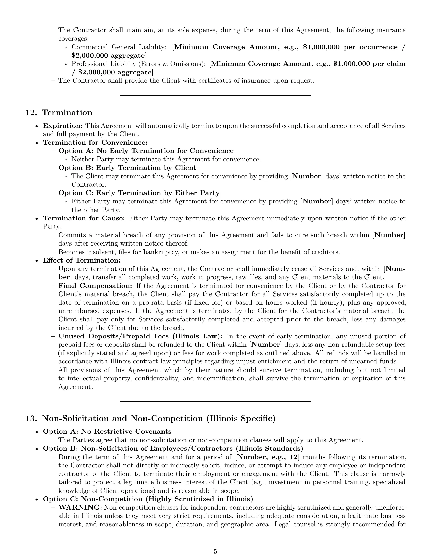Preview page 5 of Pro Illinois creative independent contractor agreement template