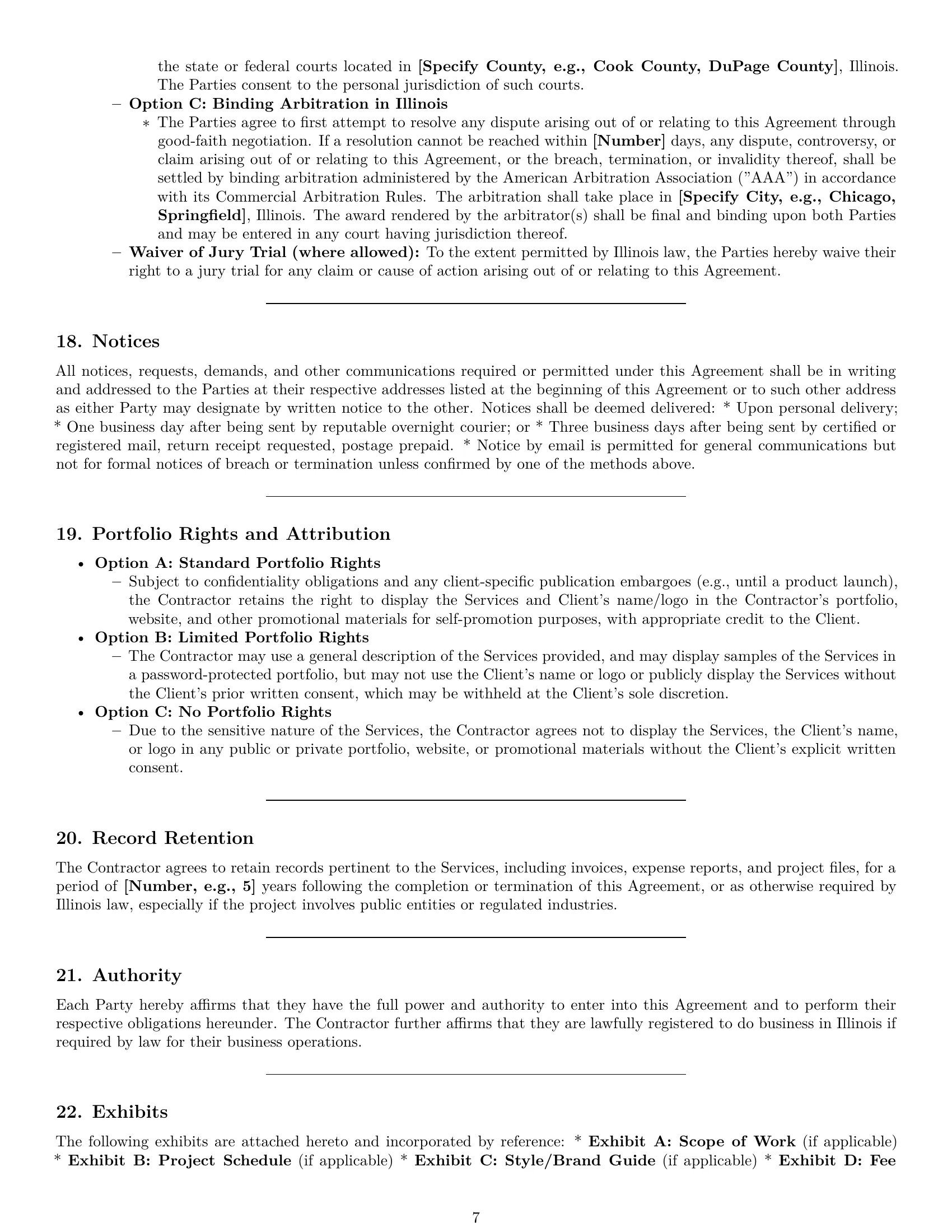 Preview page 7 of Pro Illinois creative independent contractor agreement template