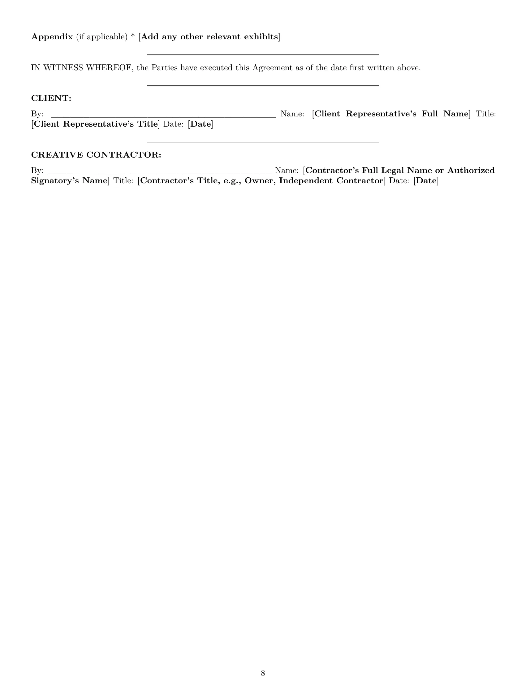Preview page 8 of Pro Illinois creative independent contractor agreement template