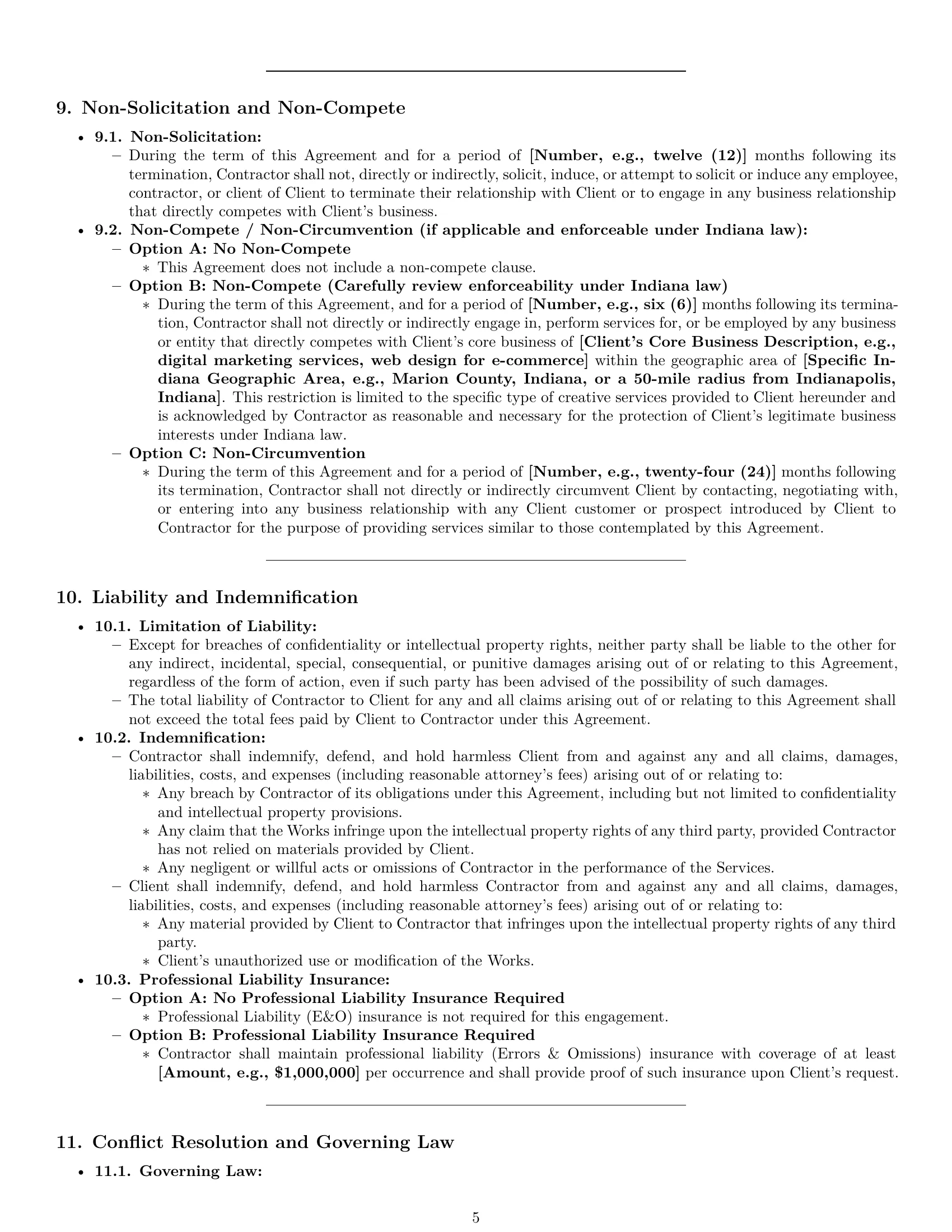 Preview page 5 of Pro Indiana creative independent contractor agreement template