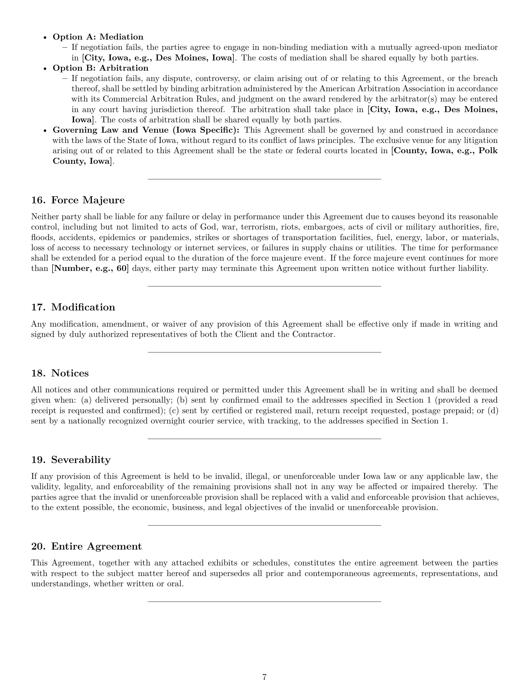 Preview page 7 of Pro Iowa creative independent contractor agreement template