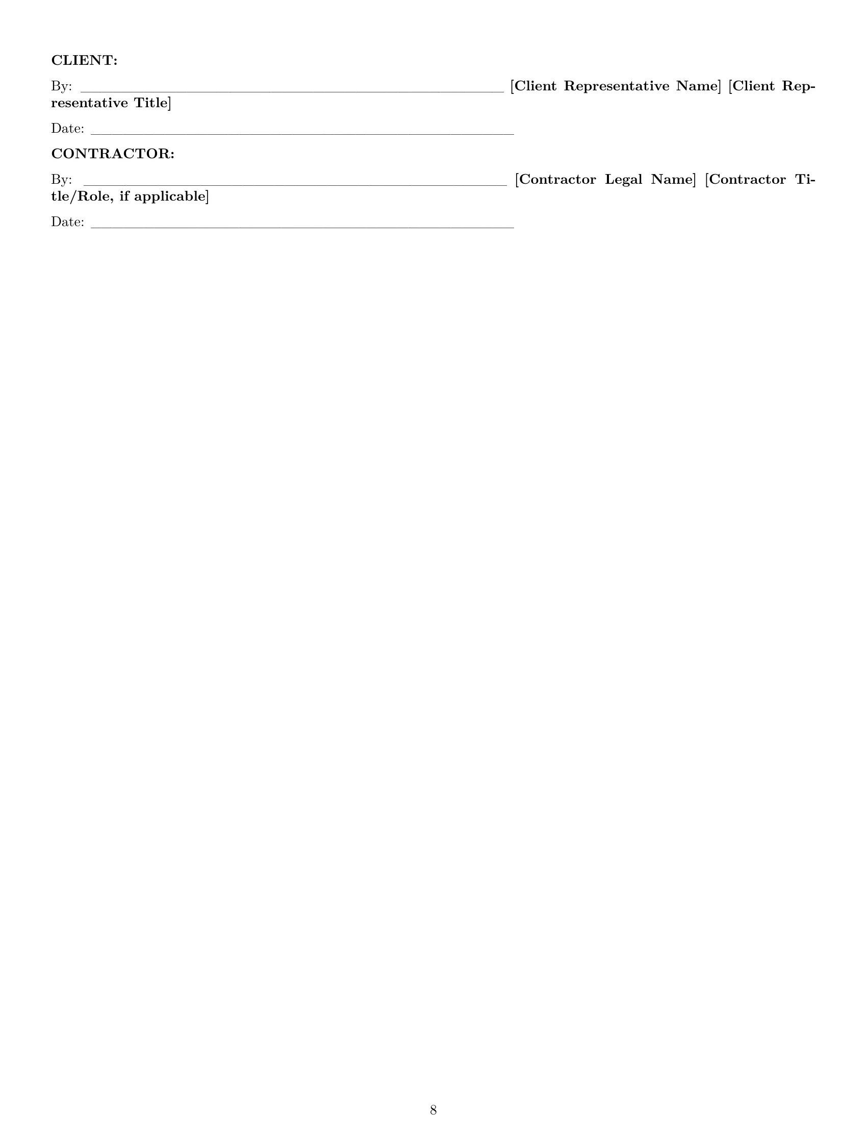 Preview page 8 of Pro Kentucky creative independent contractor agreement template