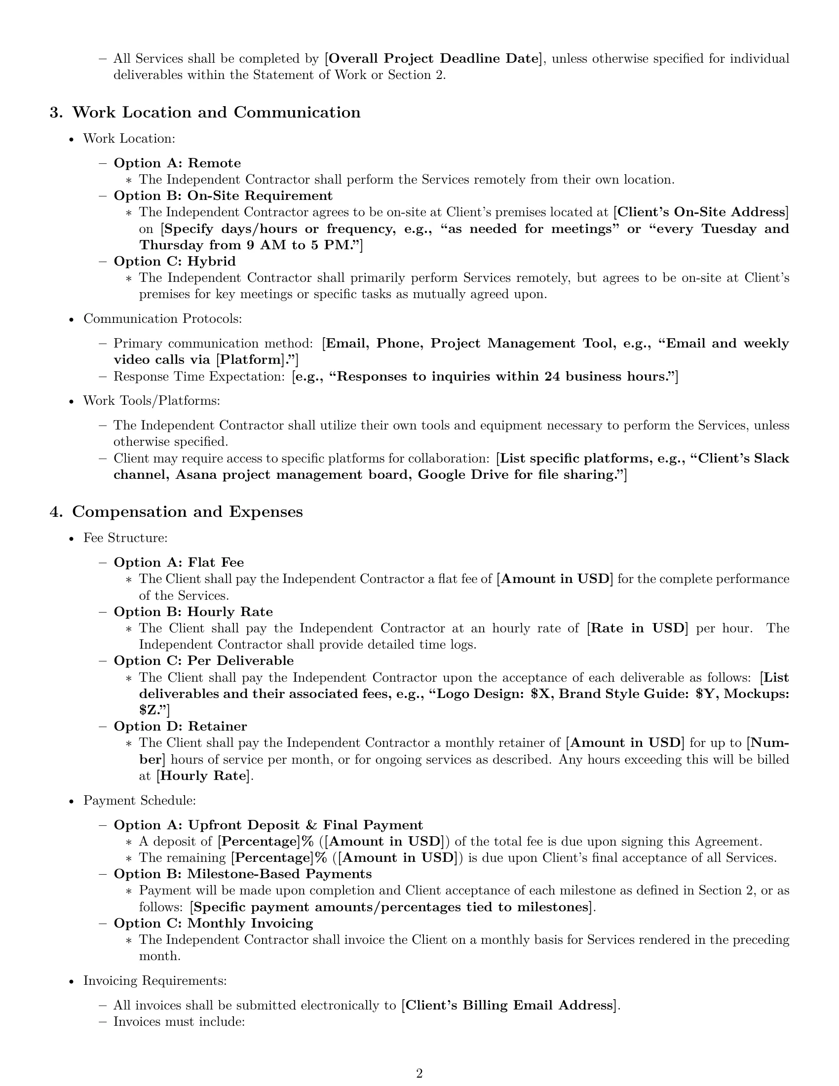 Preview page 2 of Pro Louisiana creative independent contractor agreement template