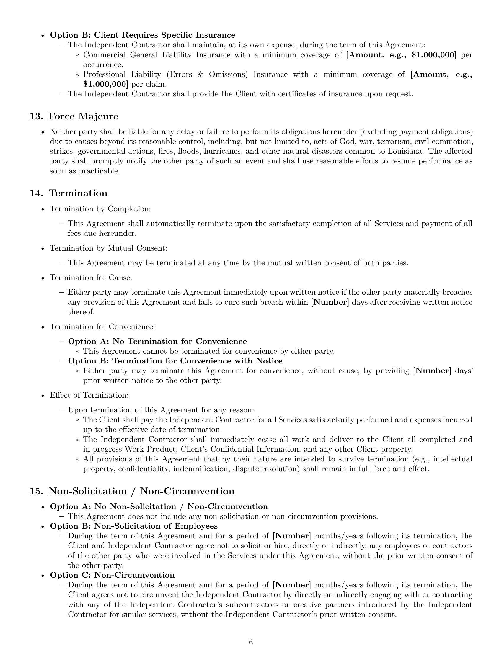 Preview page 6 of Pro Louisiana creative independent contractor agreement template