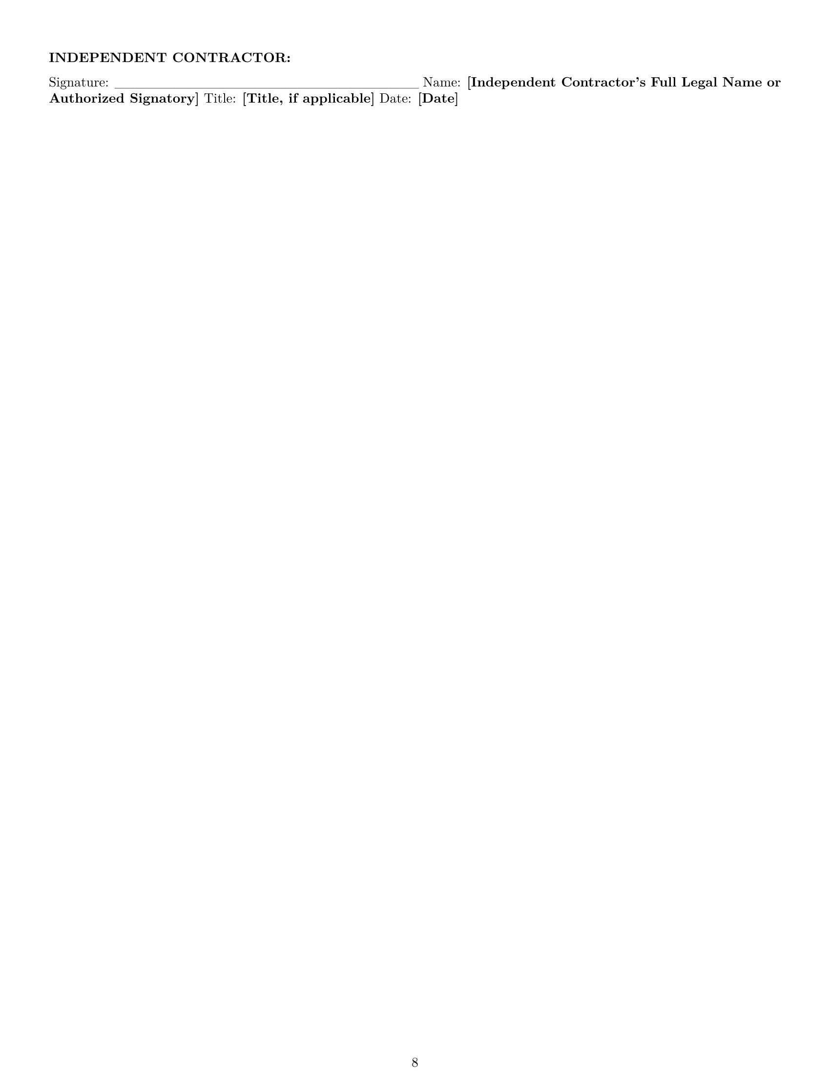 Preview page 8 of Pro Louisiana creative independent contractor agreement template
