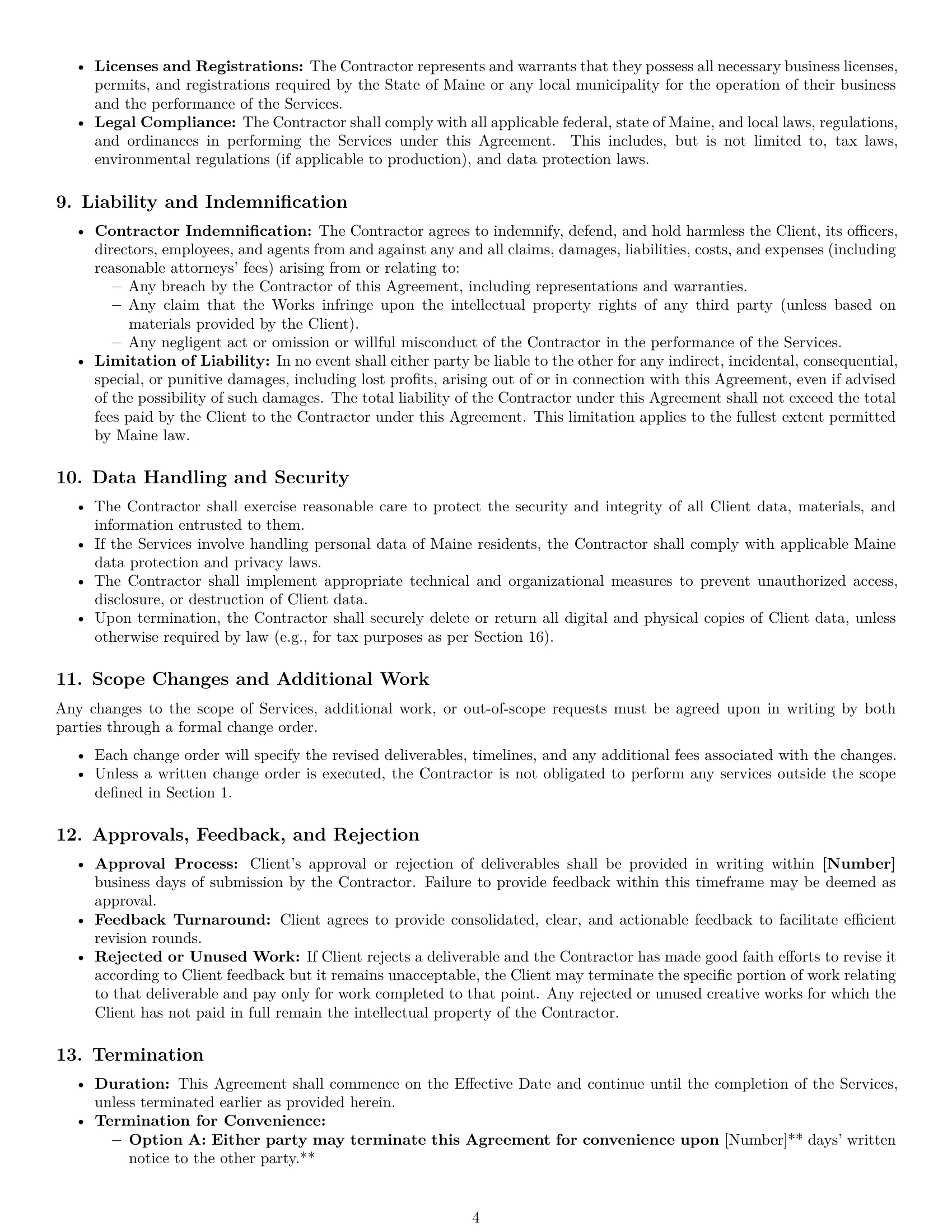 Preview page 4 of Pro Maine creative independent contractor agreement template