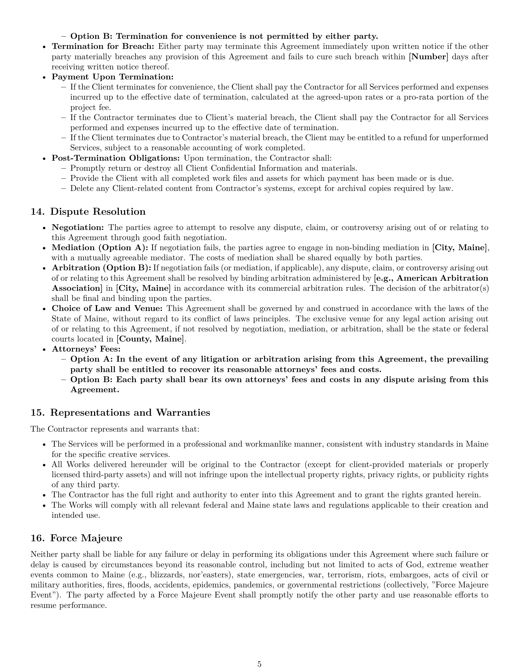 Preview page 5 of Pro Maine creative independent contractor agreement template