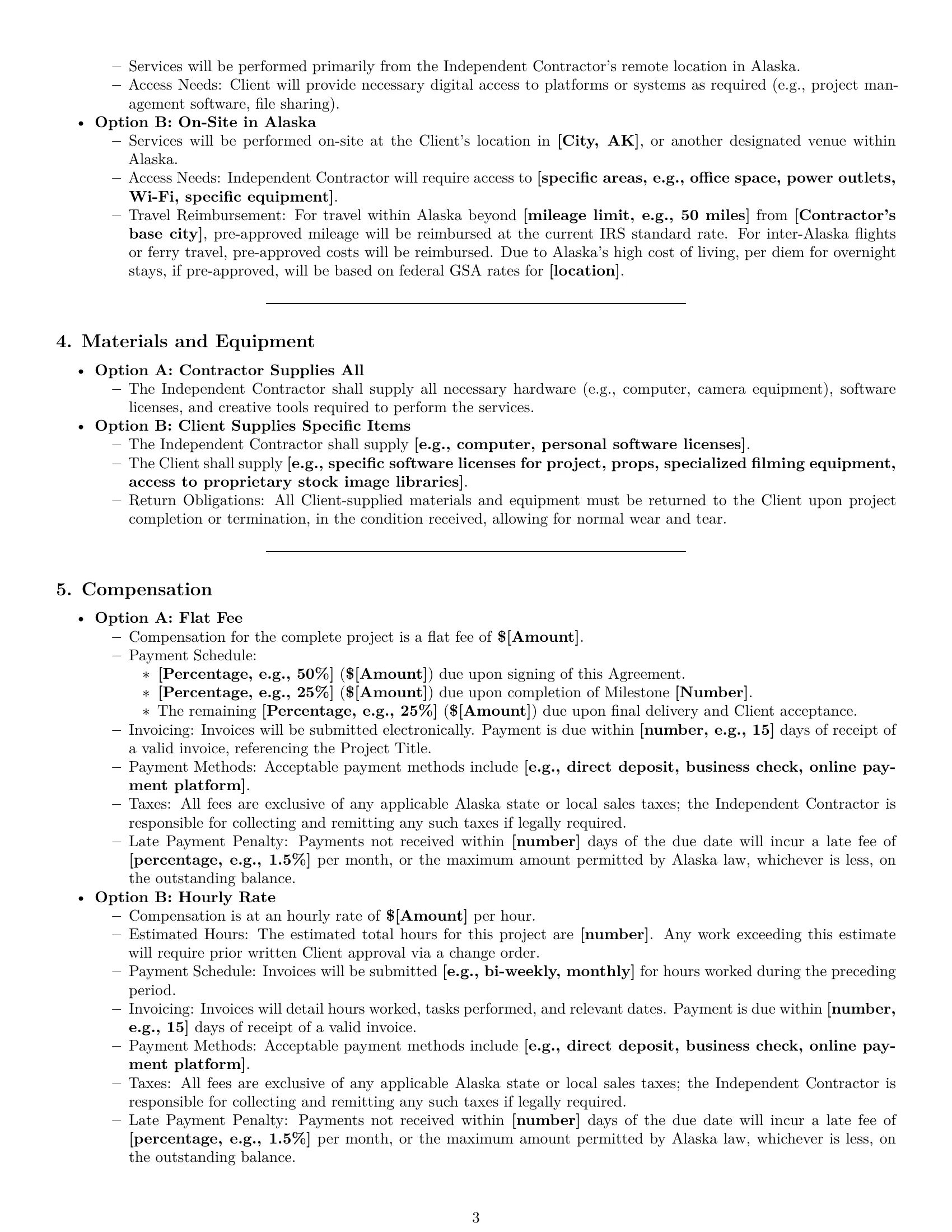 Preview page 3 of Pro Alaska creative independent contractor agreement template