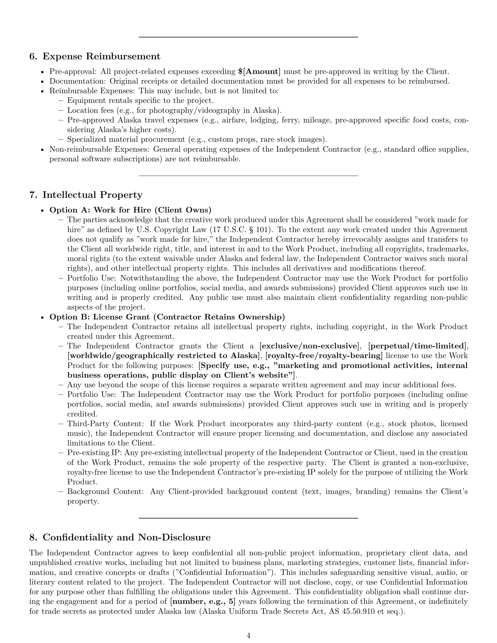 Preview page 4 of Pro Alaska creative independent contractor agreement template