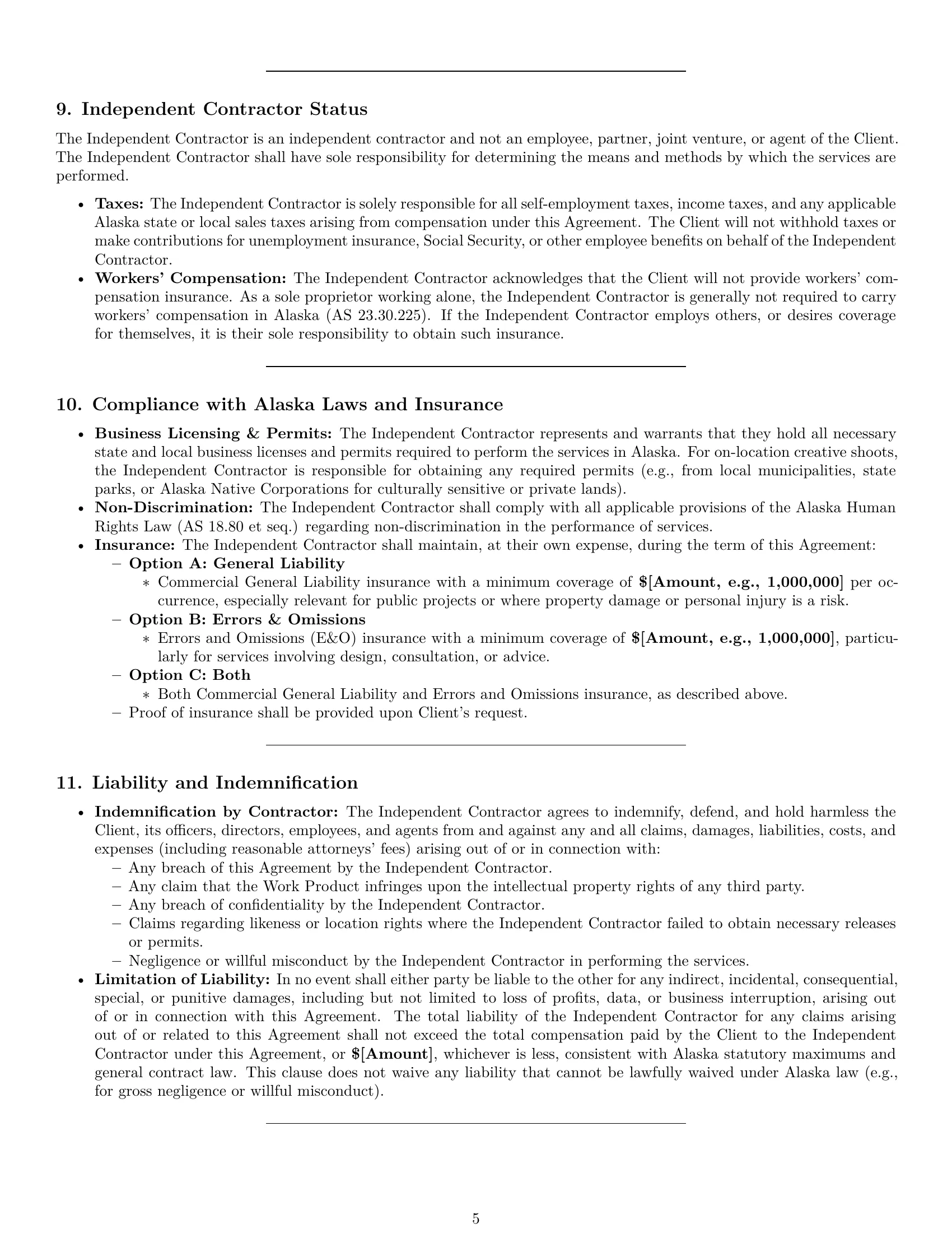 Preview page 5 of Pro Alaska creative independent contractor agreement template