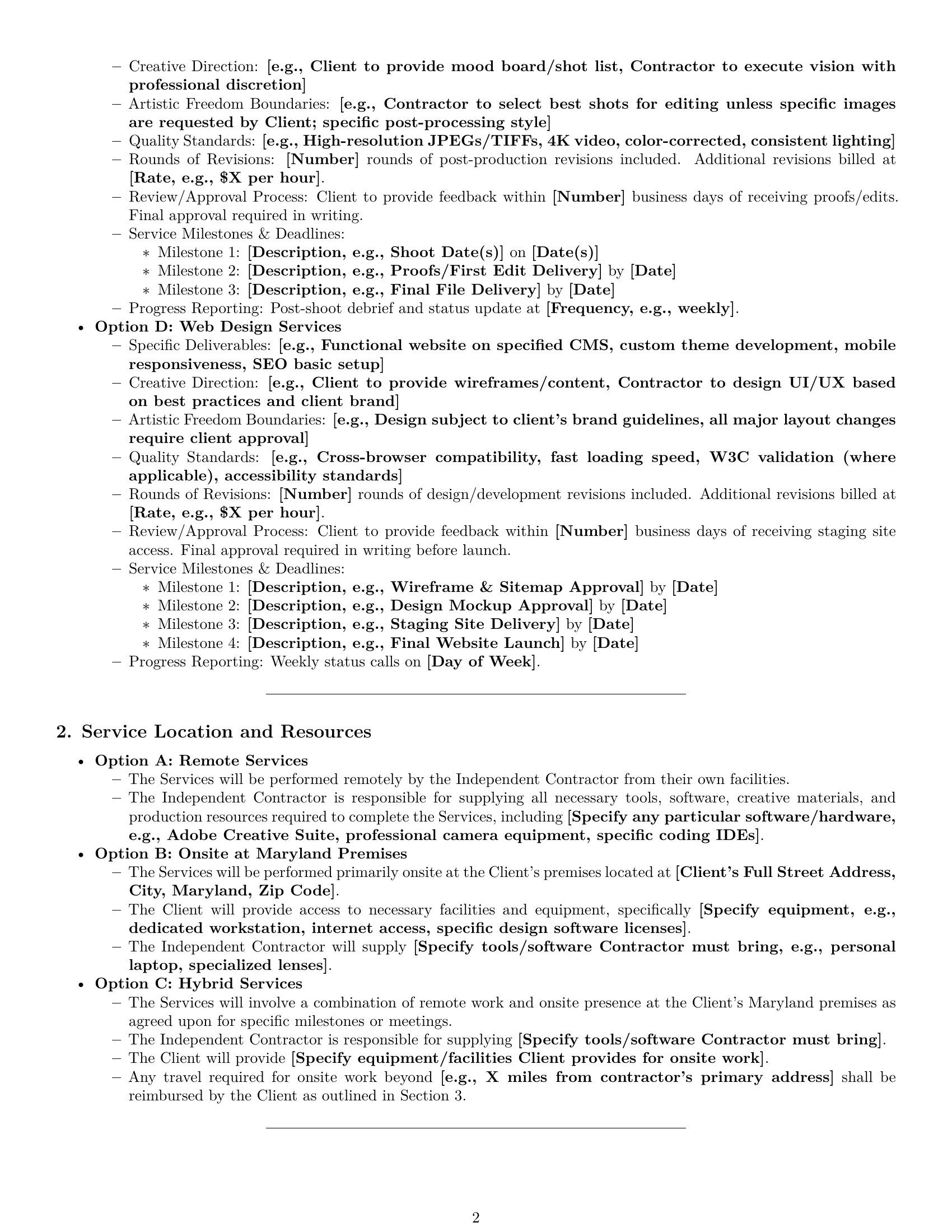 Preview page 2 of Pro Maryland creative independent contractor agreement template