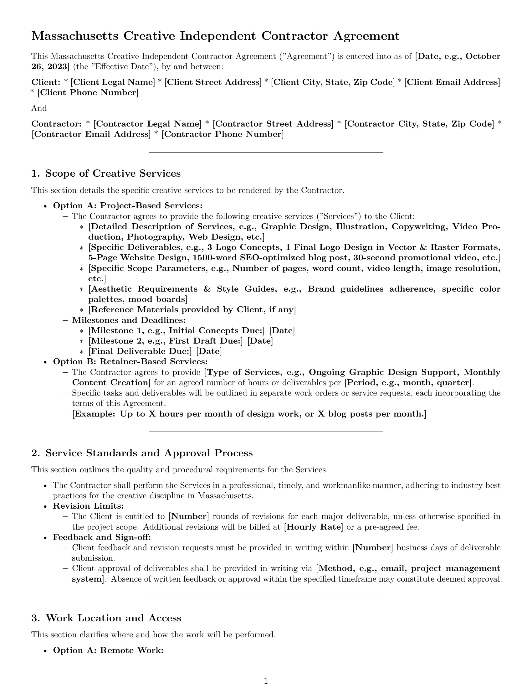 Preview page 1 of Pro Massachusetts creative independent contractor agreement template