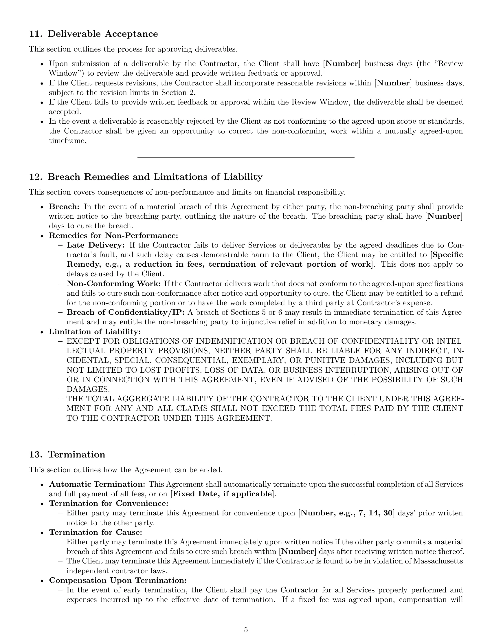 Preview page 5 of Pro Massachusetts creative independent contractor agreement template