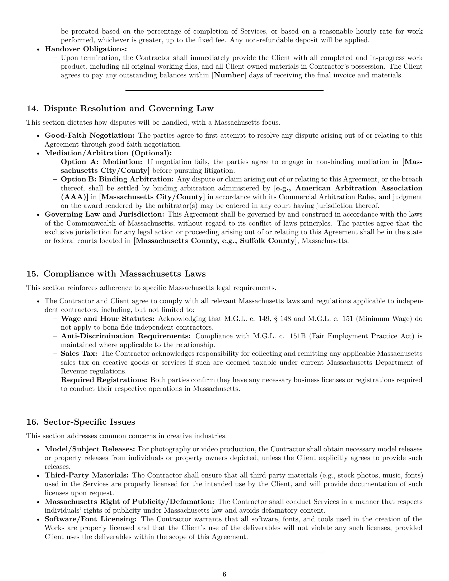 Preview page 6 of Pro Massachusetts creative independent contractor agreement template