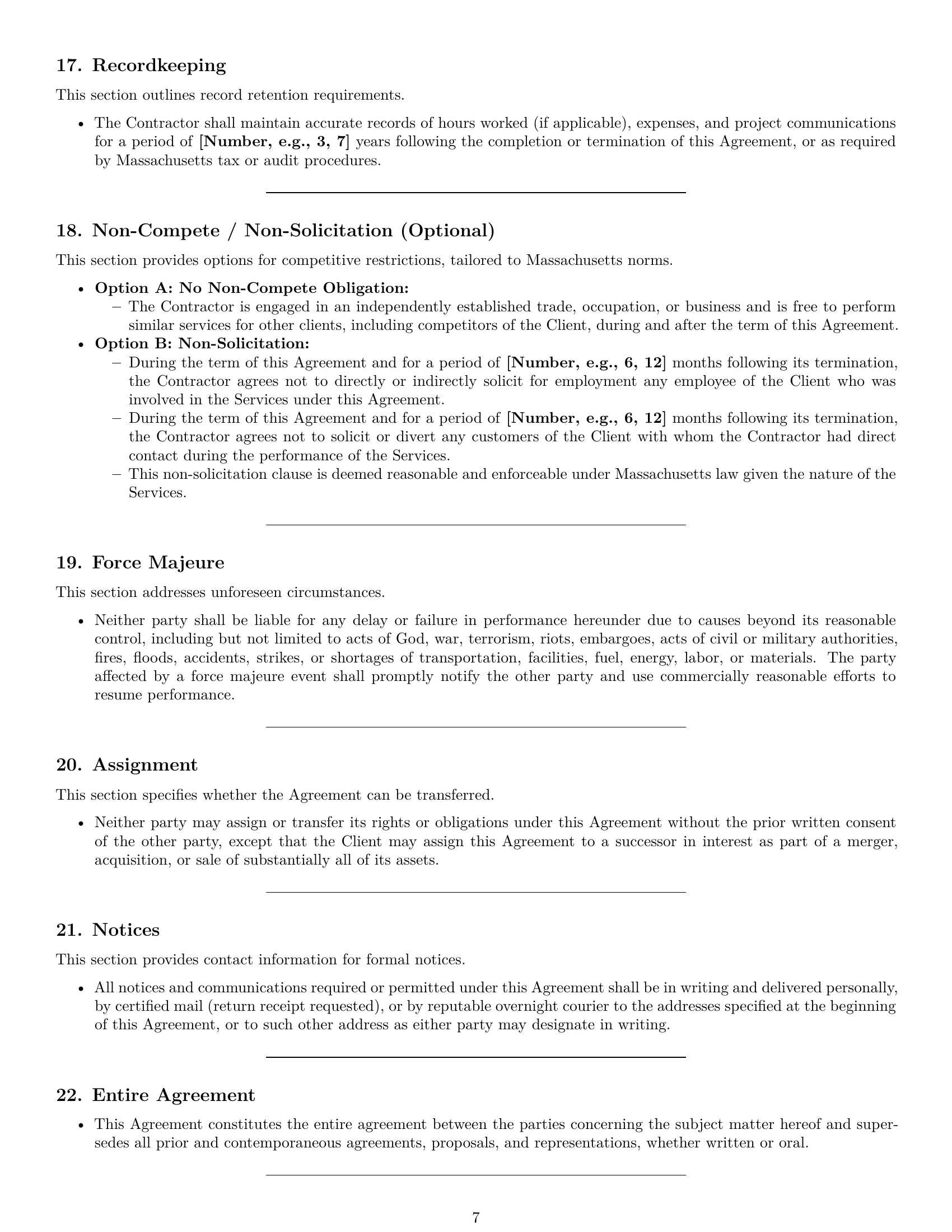 Preview page 7 of Pro Massachusetts creative independent contractor agreement template