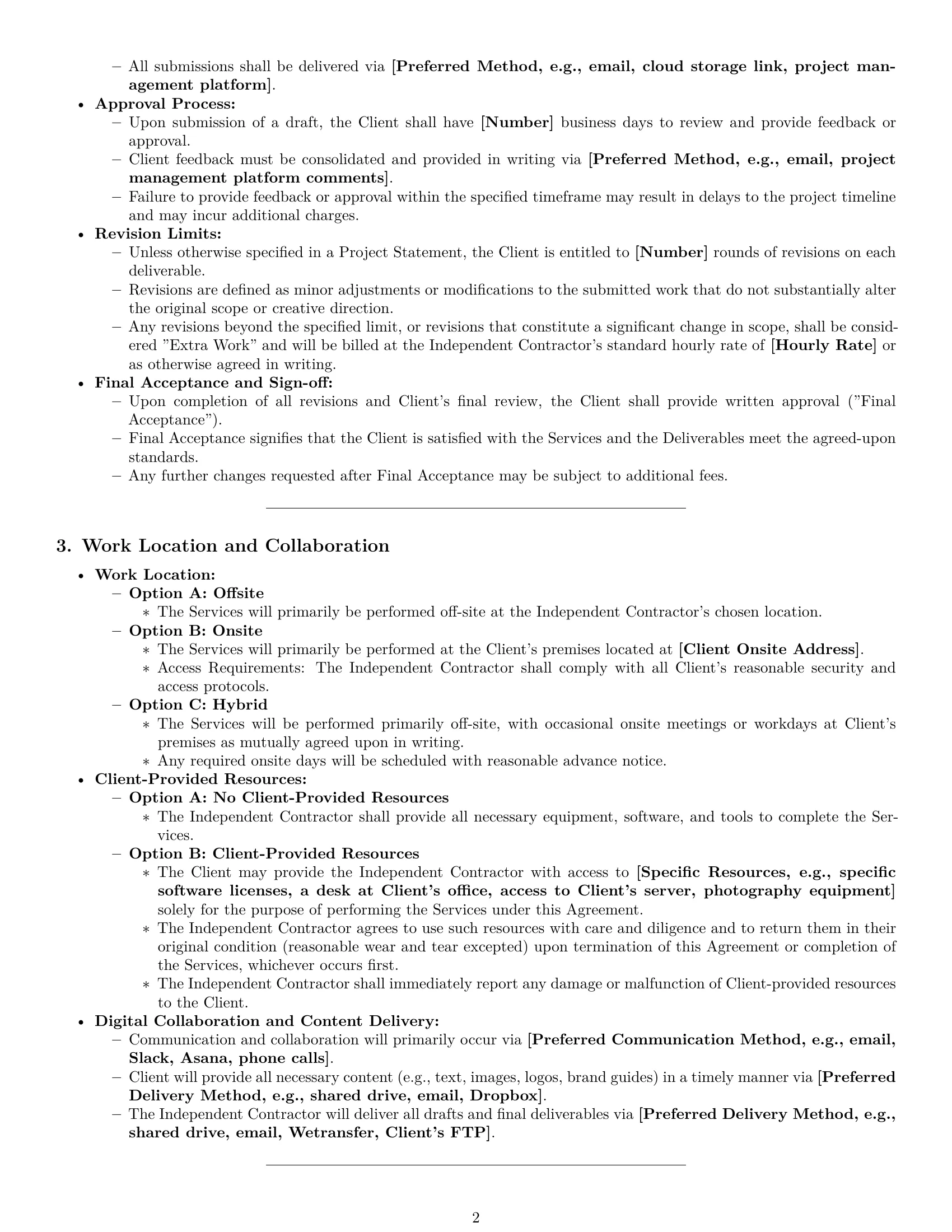 Preview page 2 of Pro Michigan creative independent contractor agreement template