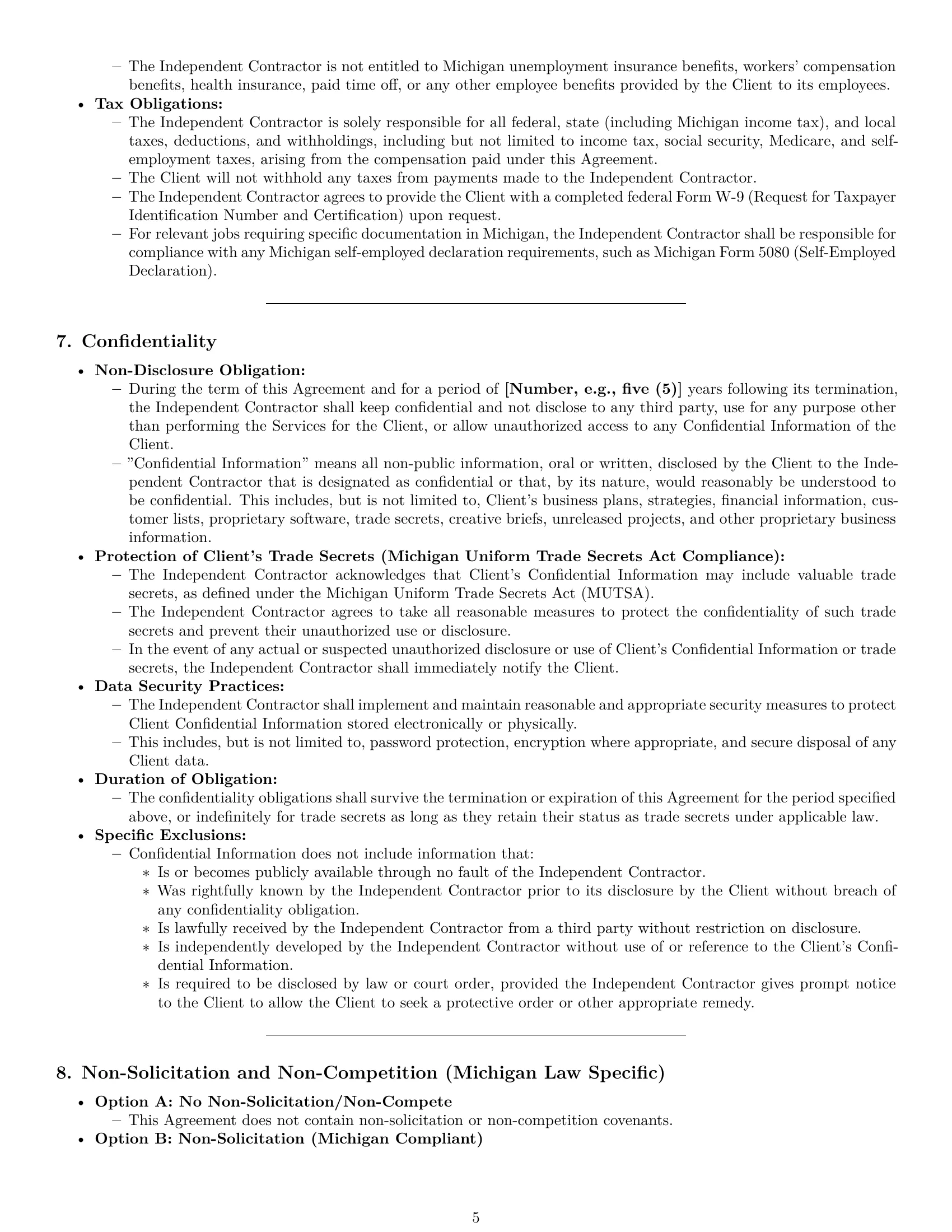 Preview page 5 of Pro Michigan creative independent contractor agreement template