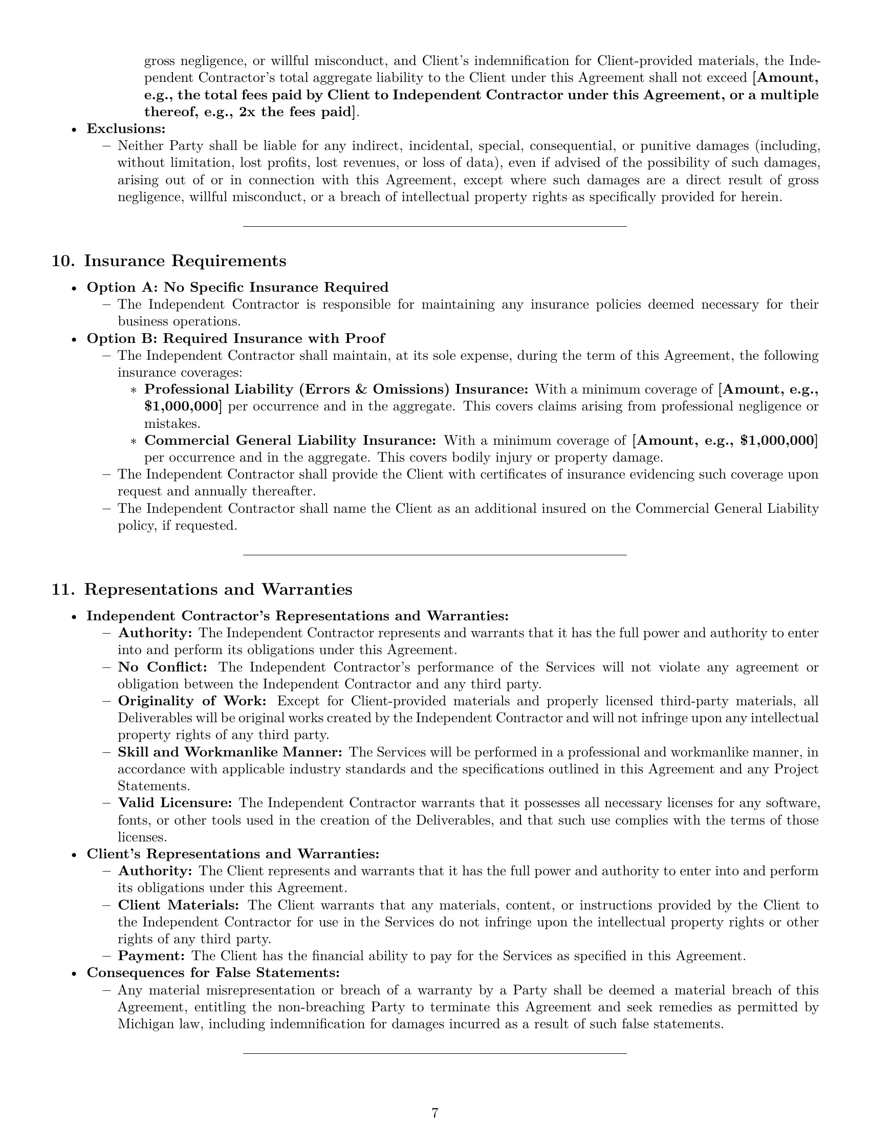 Preview page 7 of Pro Michigan creative independent contractor agreement template