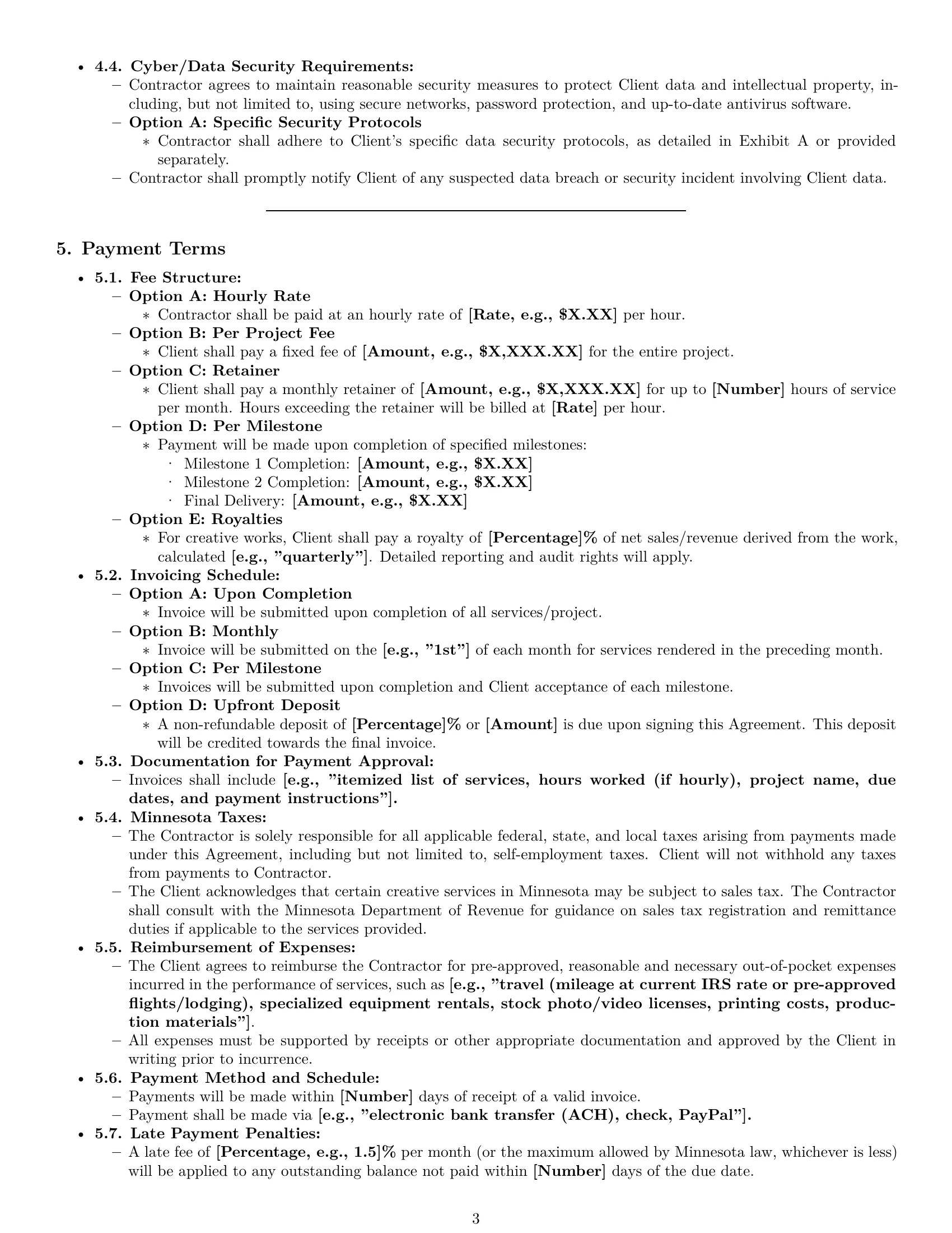 Preview page 3 of Pro Minnesota creative independent contractor agreement template