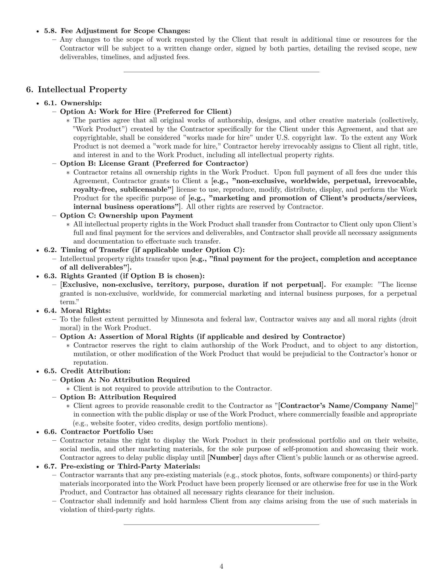 Preview page 4 of Pro Minnesota creative independent contractor agreement template