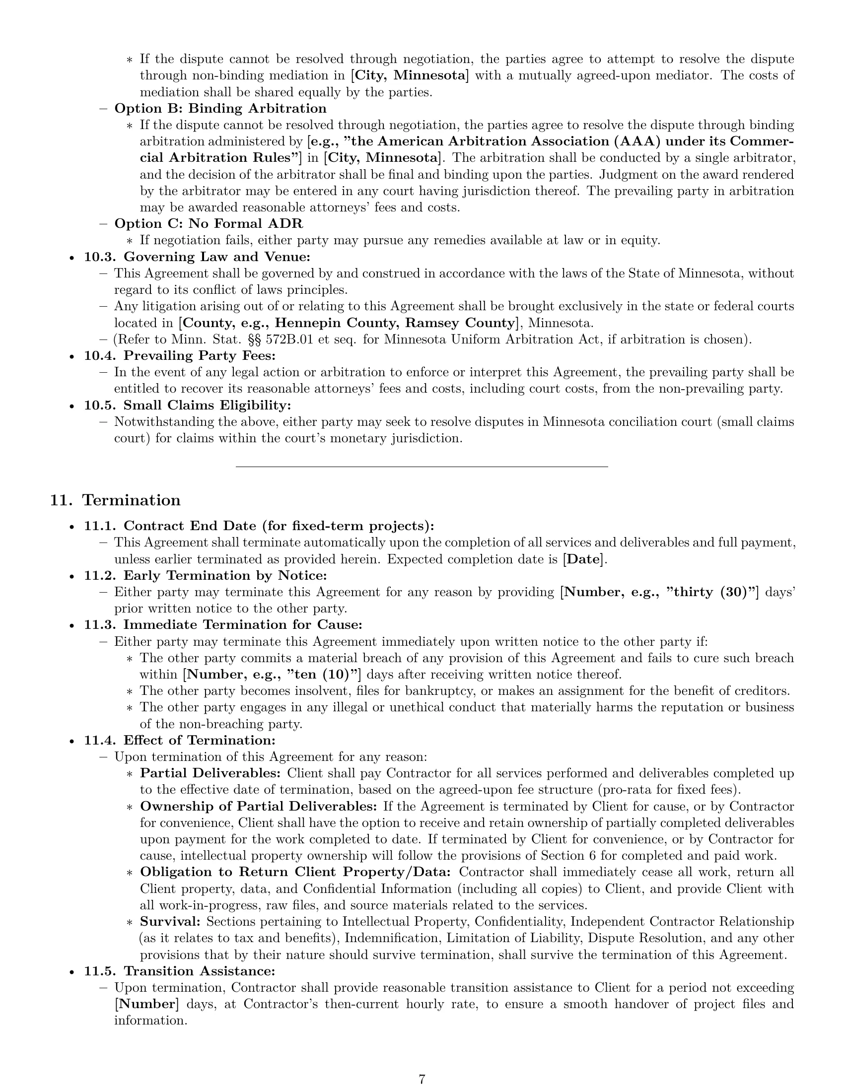 Preview page 7 of Pro Minnesota creative independent contractor agreement template