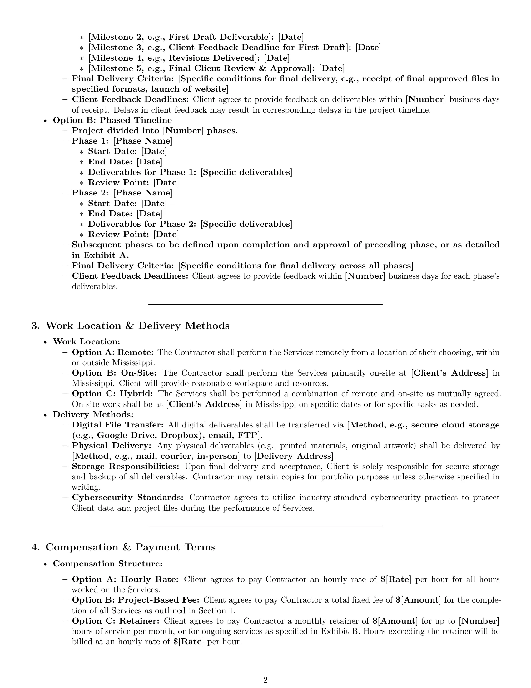 Preview page 2 of Pro Mississippi creative independent contractor agreement template
