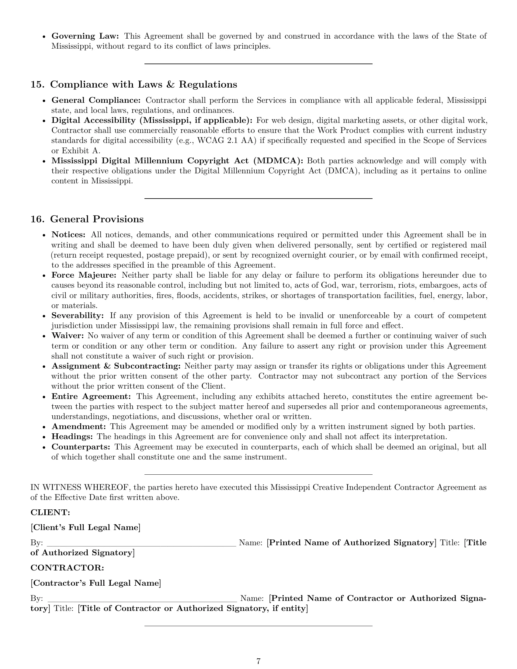 Preview page 7 of Pro Mississippi creative independent contractor agreement template