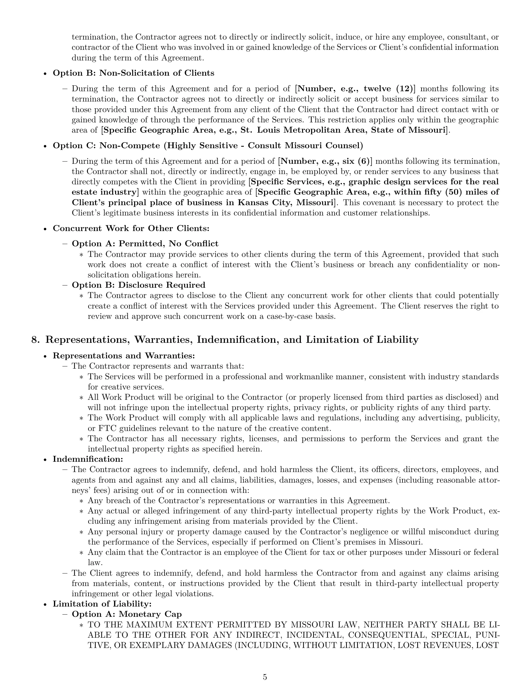Preview page 5 of Pro Missouri creative independent contractor agreement template