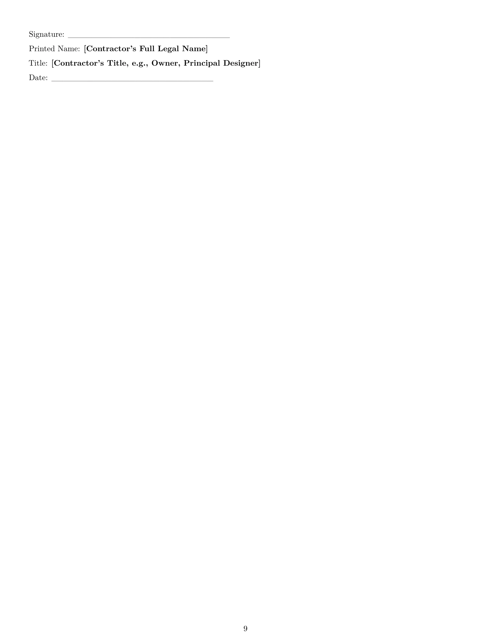 Preview page 9 of Pro Missouri creative independent contractor agreement template