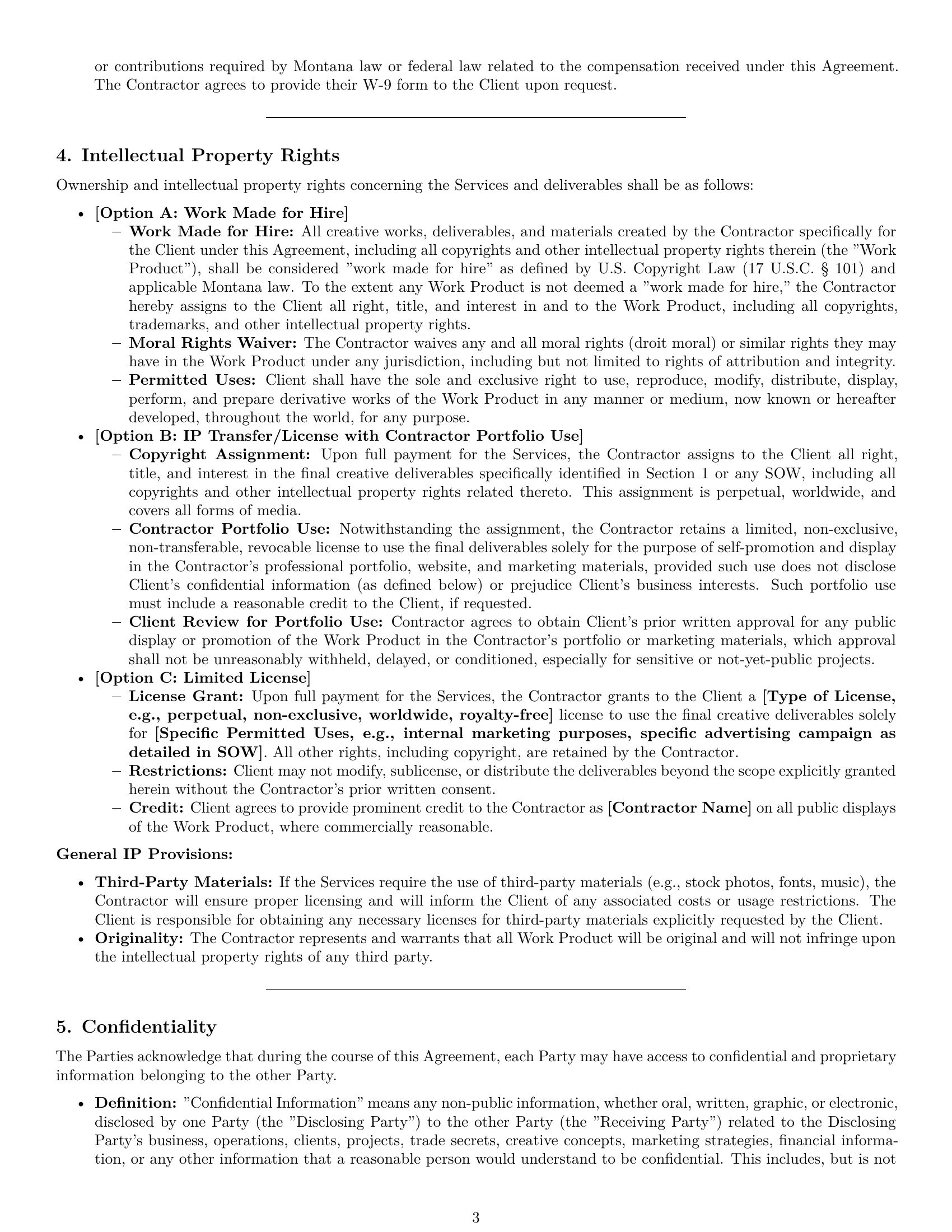 Preview page 3 of Pro Montana creative independent contractor agreement template