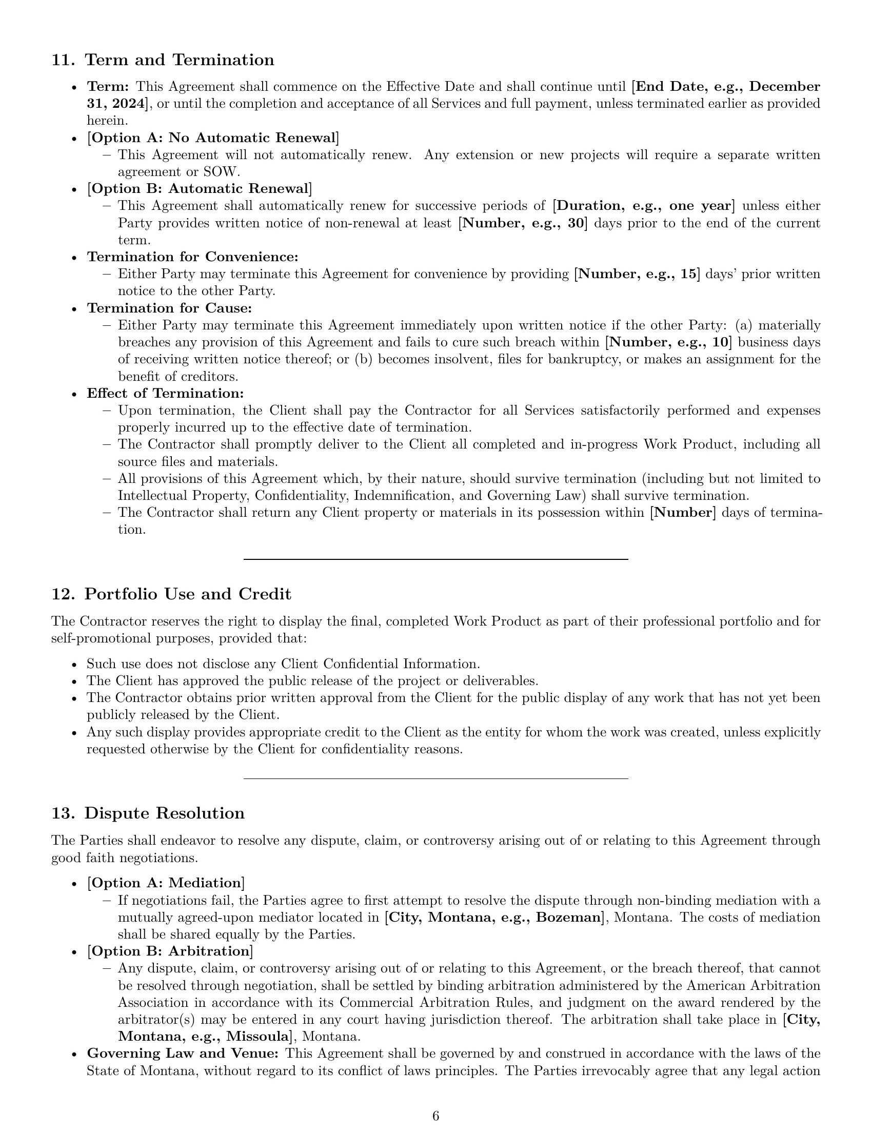 Preview page 6 of Pro Montana creative independent contractor agreement template