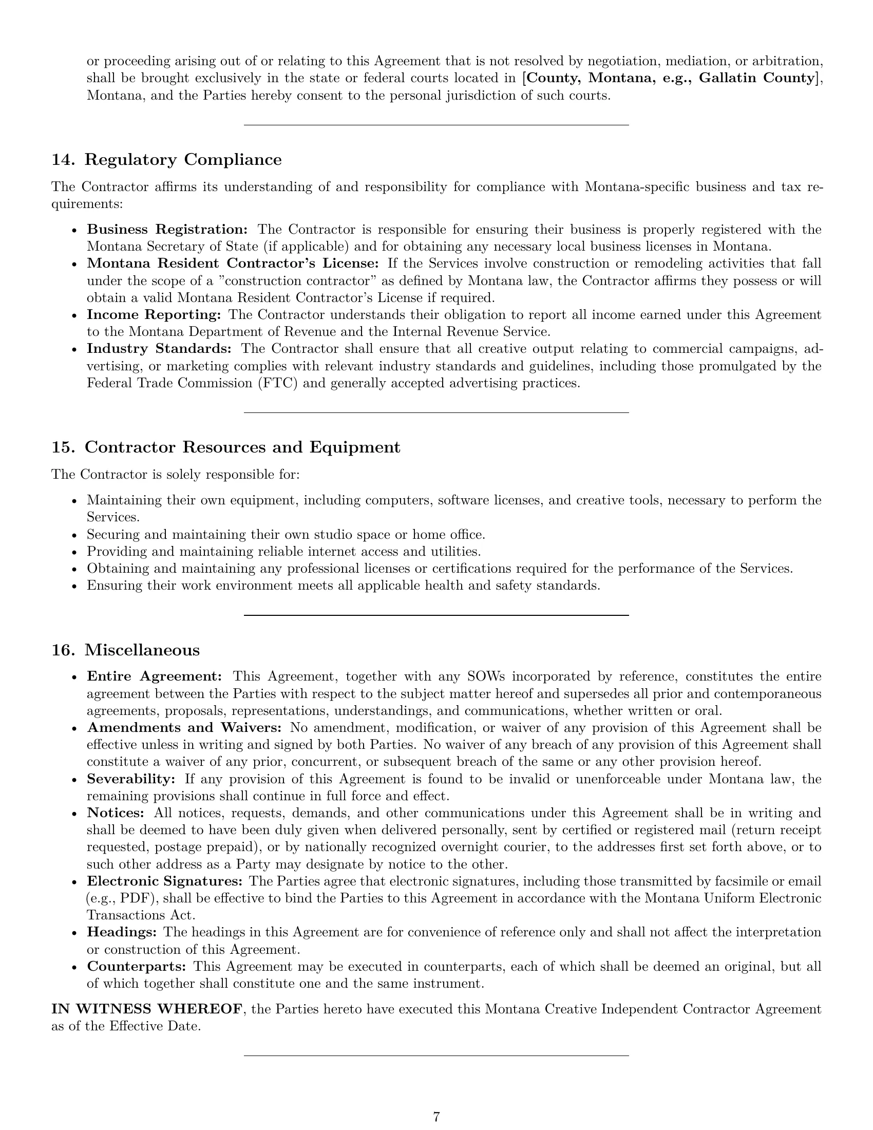 Preview page 7 of Pro Montana creative independent contractor agreement template