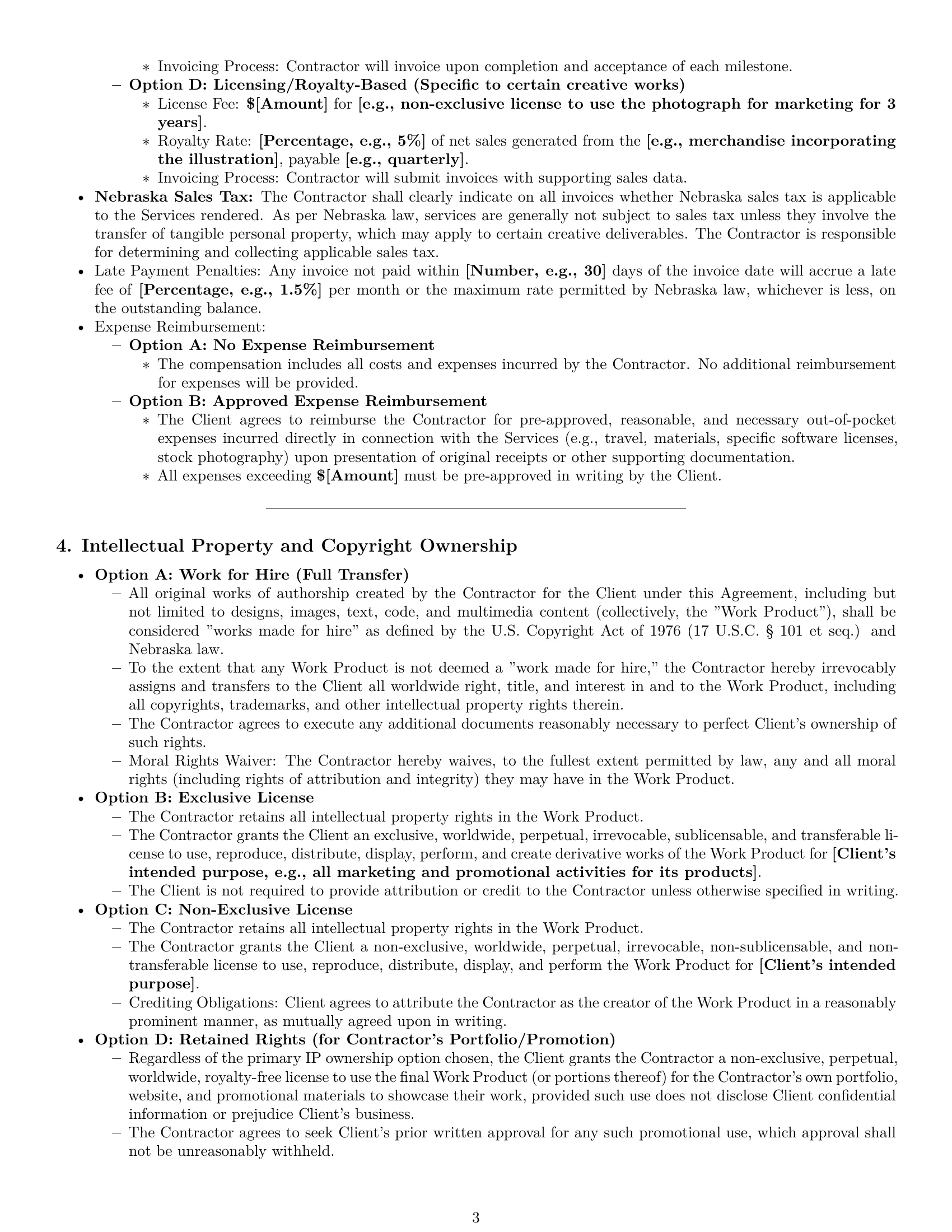 Preview page 3 of Pro Nebraska creative independent contractor agreement template