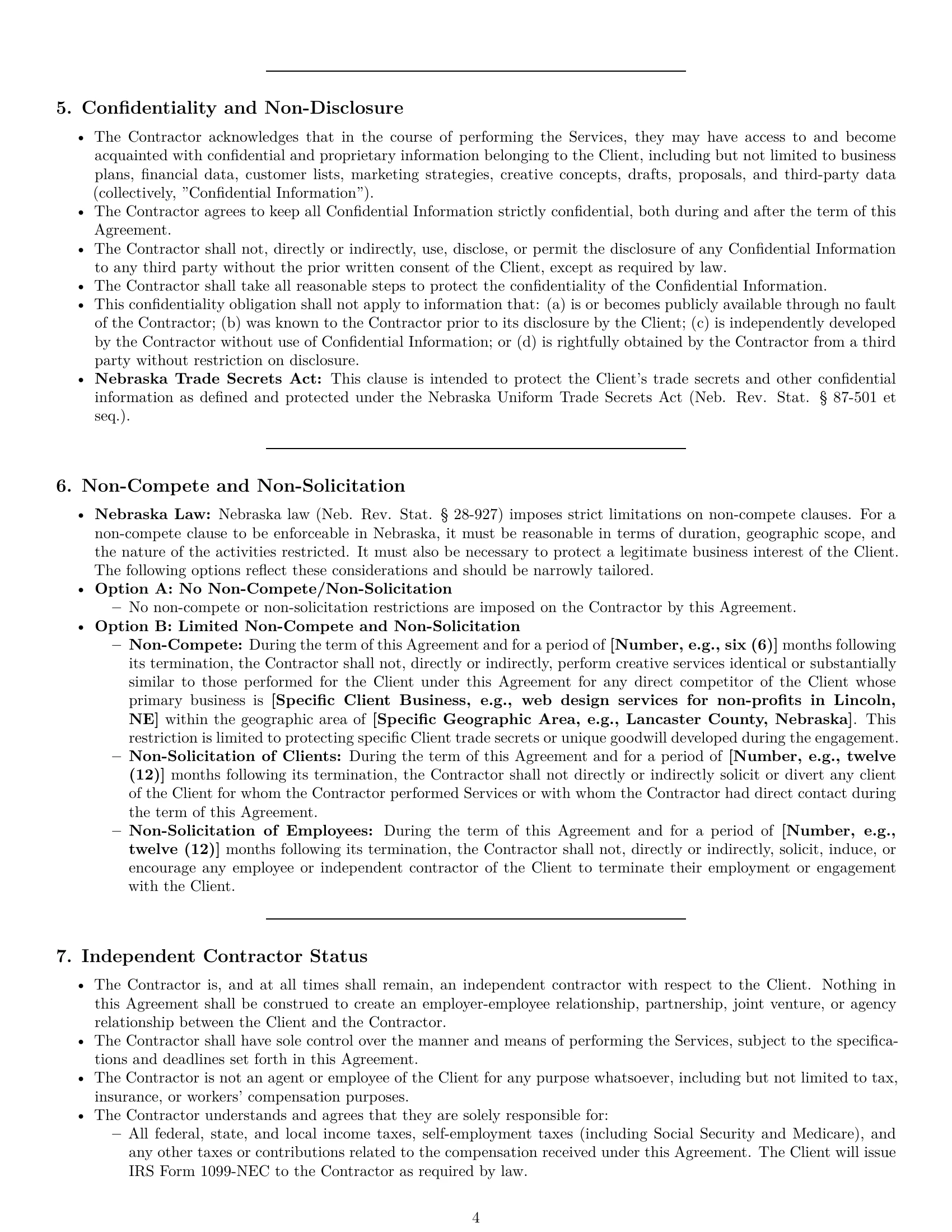 Preview page 4 of Pro Nebraska creative independent contractor agreement template