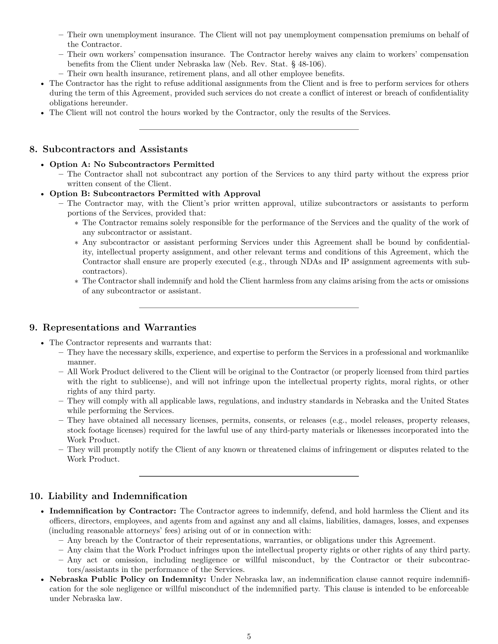Preview page 5 of Pro Nebraska creative independent contractor agreement template