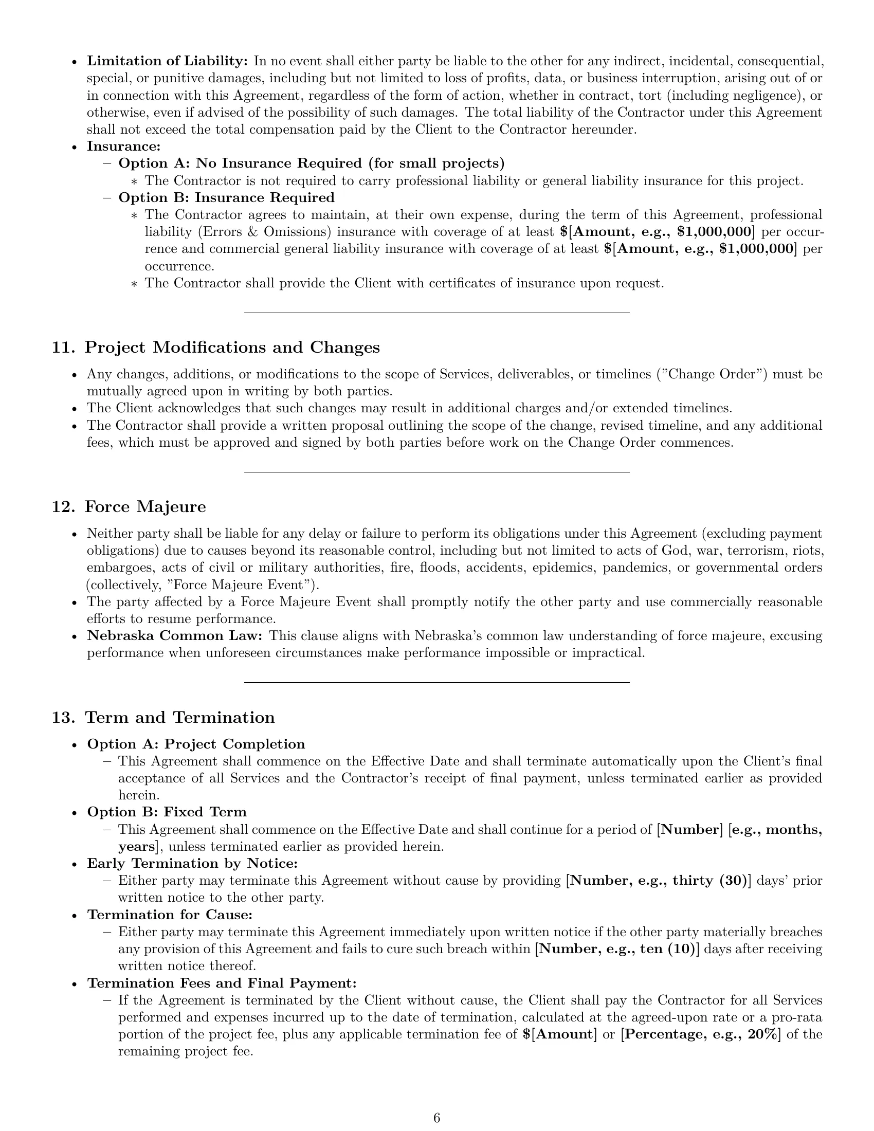 Preview page 6 of Pro Nebraska creative independent contractor agreement template