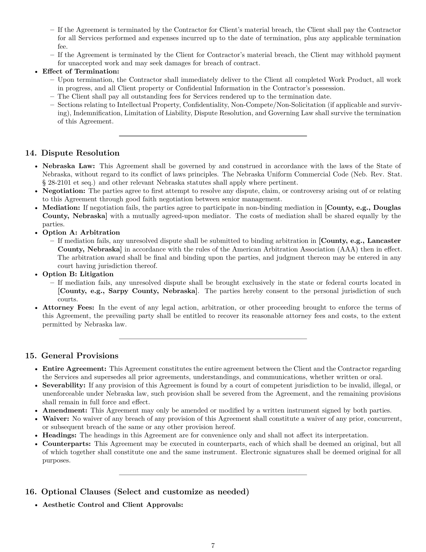 Preview page 7 of Pro Nebraska creative independent contractor agreement template