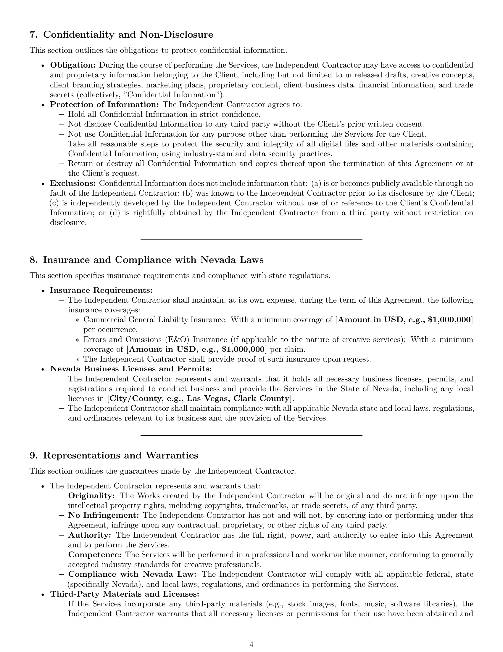 Preview page 4 of Pro Nevada creative independent contractor agreement template