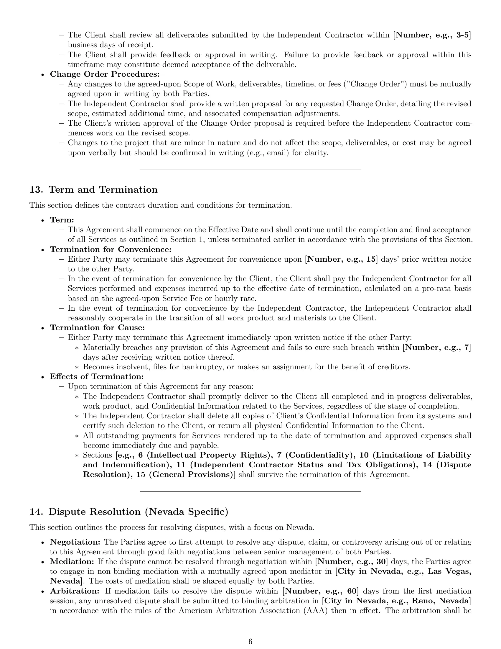 Preview page 6 of Pro Nevada creative independent contractor agreement template