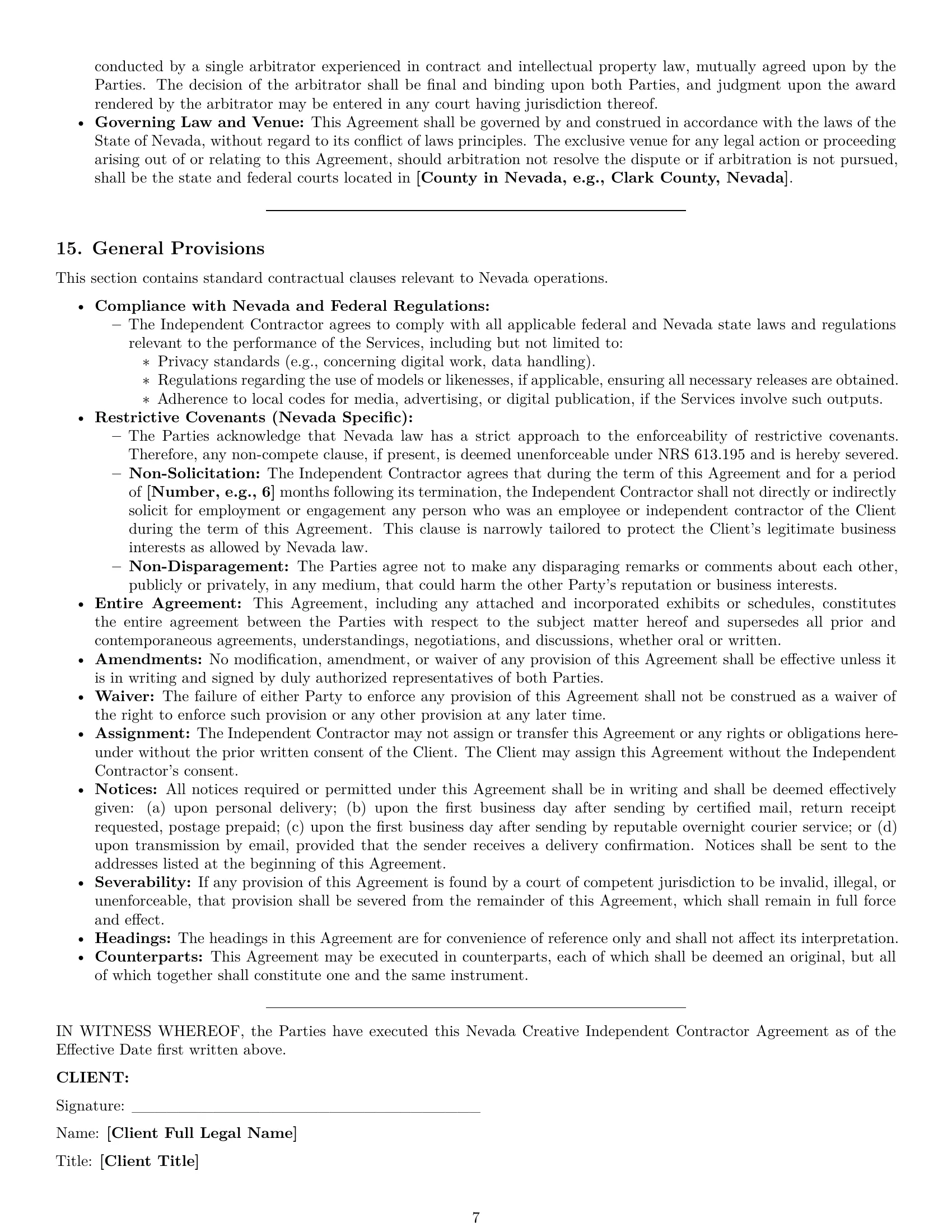 Preview page 7 of Pro Nevada creative independent contractor agreement template
