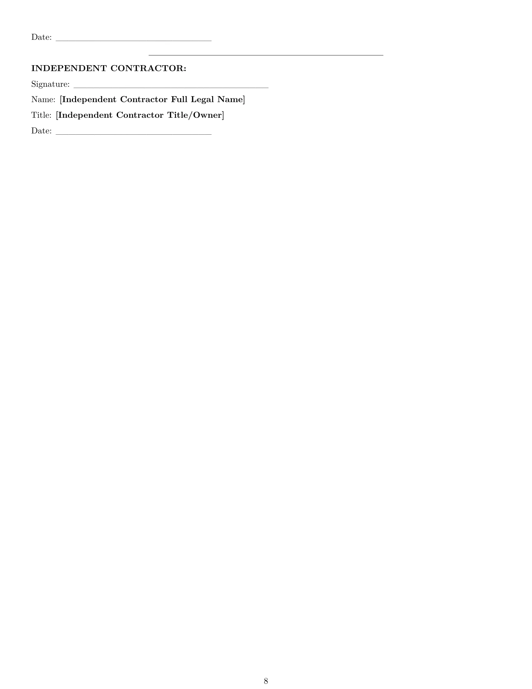 Preview page 8 of Pro Nevada creative independent contractor agreement template
