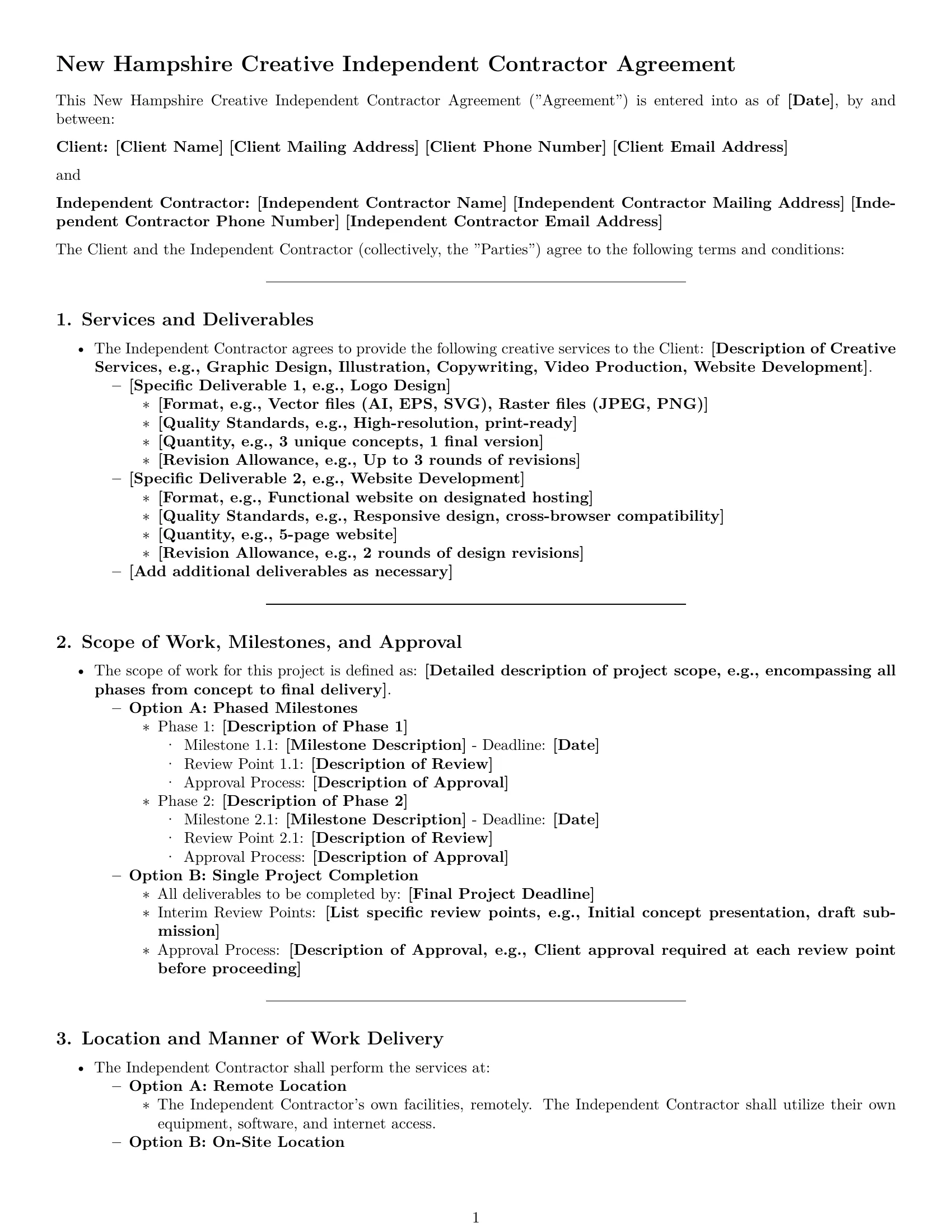 Preview page 1 of Pro New Hampshire creative independent contractor agreement template