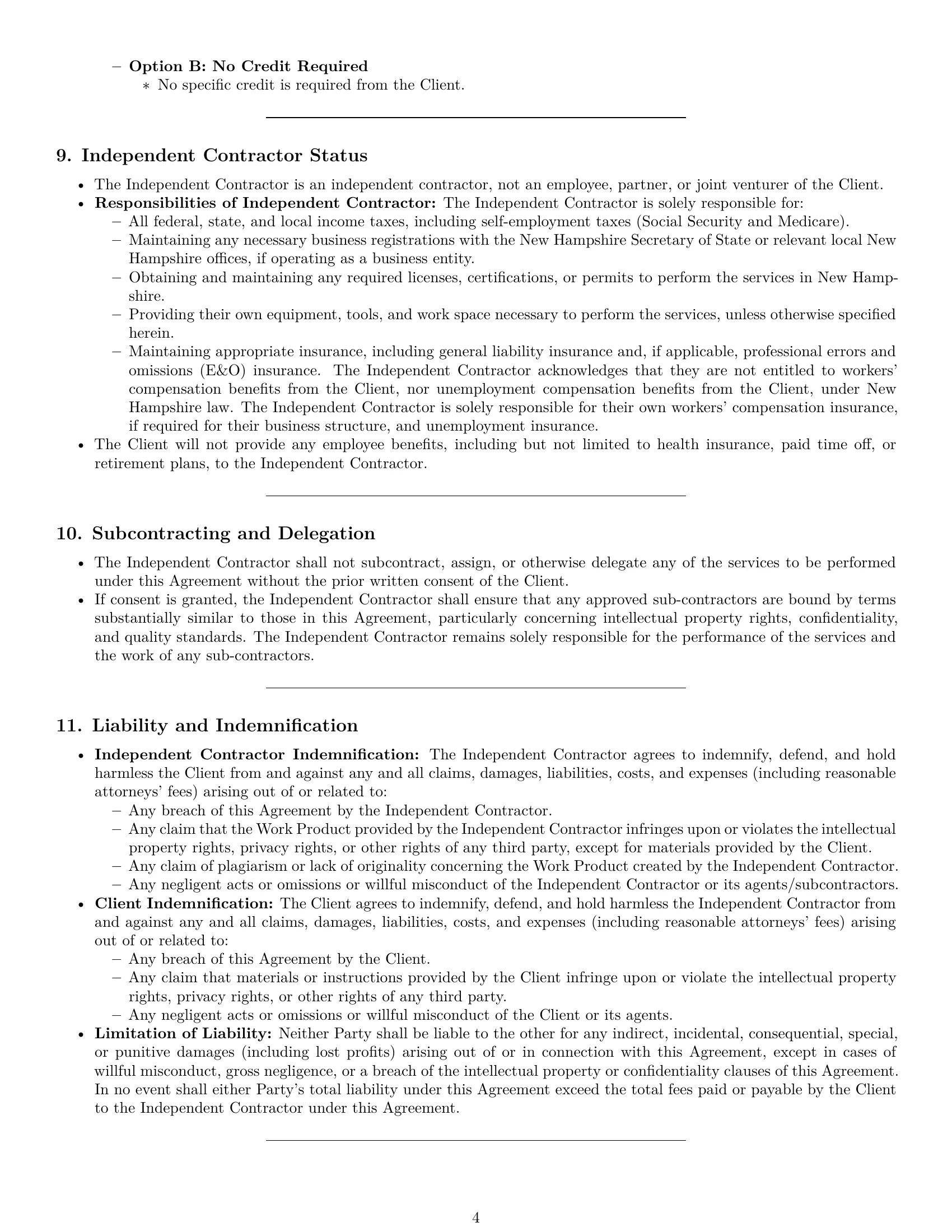 Preview page 4 of Pro New Hampshire creative independent contractor agreement template