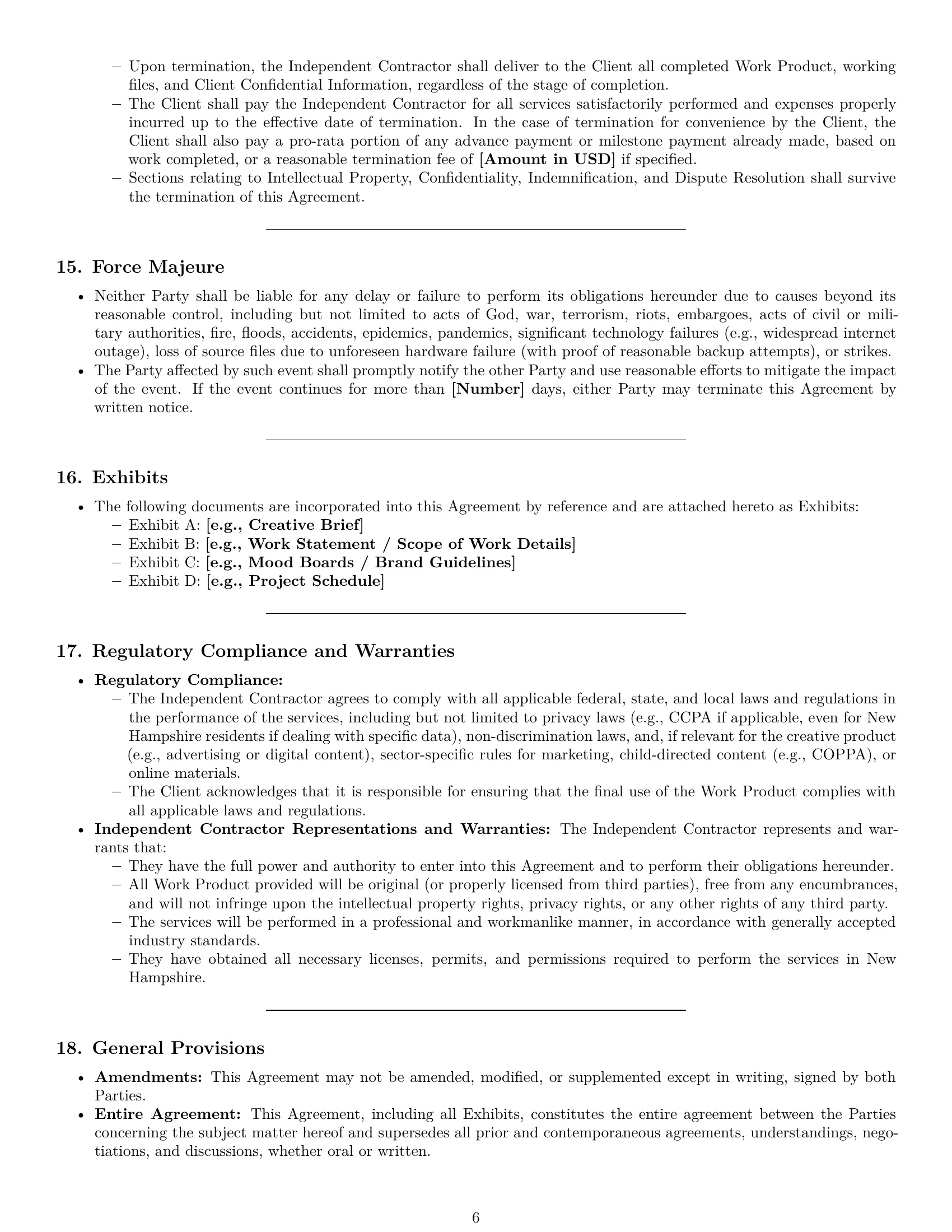 Preview page 6 of Pro New Hampshire creative independent contractor agreement template