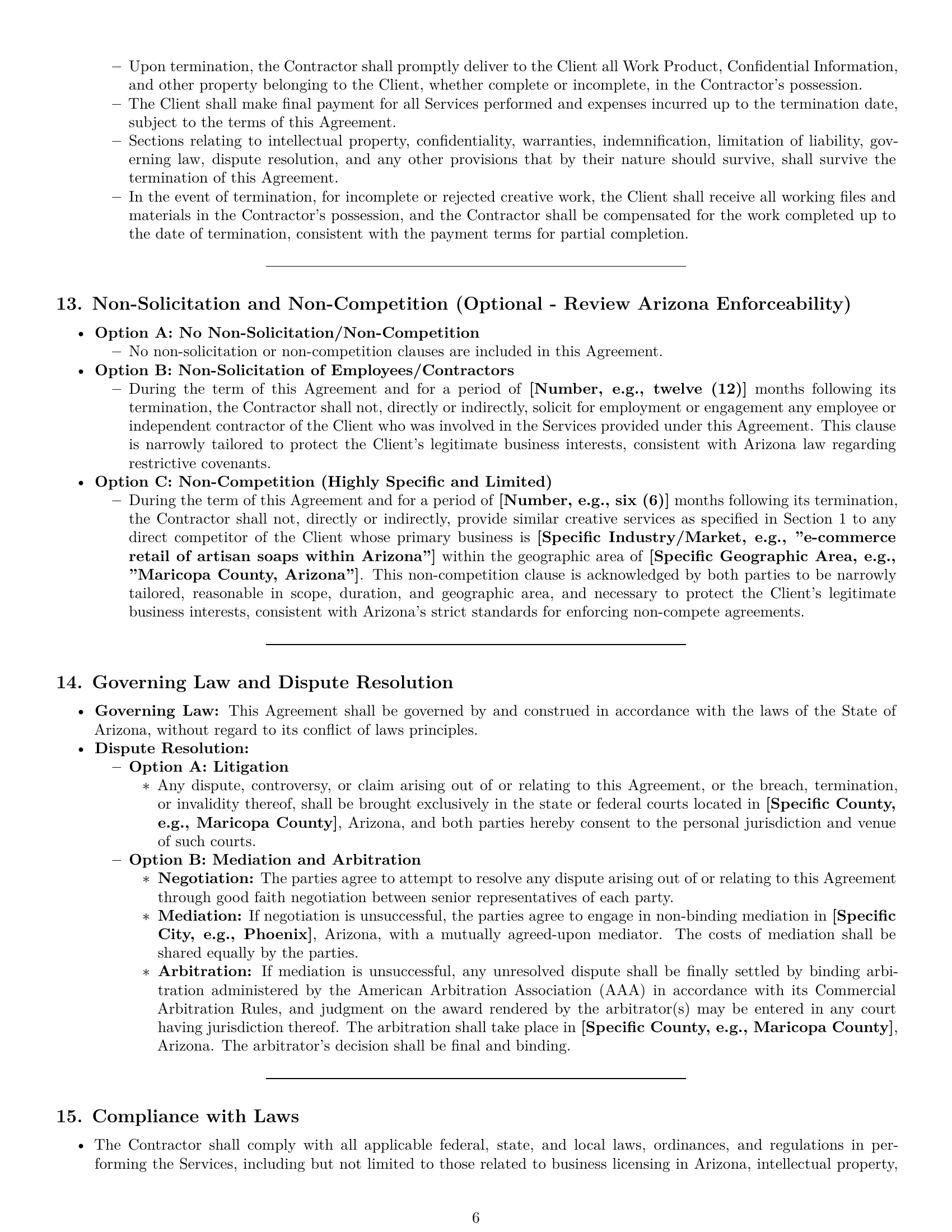 Preview page 6 of Pro Arizona creative independent contractor agreement template