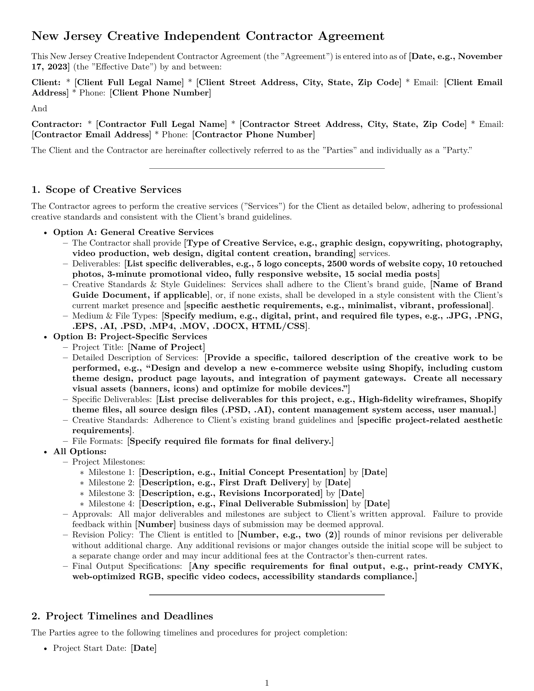 Preview page 1 of Pro New Jersey creative independent contractor agreement template