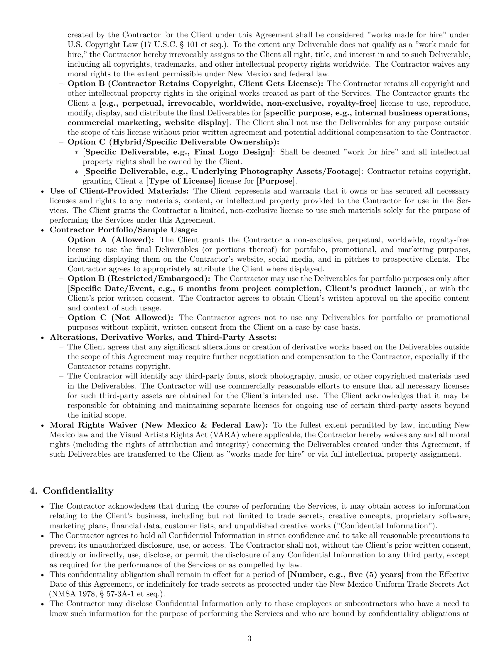 Preview page 3 of Pro New Mexico creative independent contractor agreement template