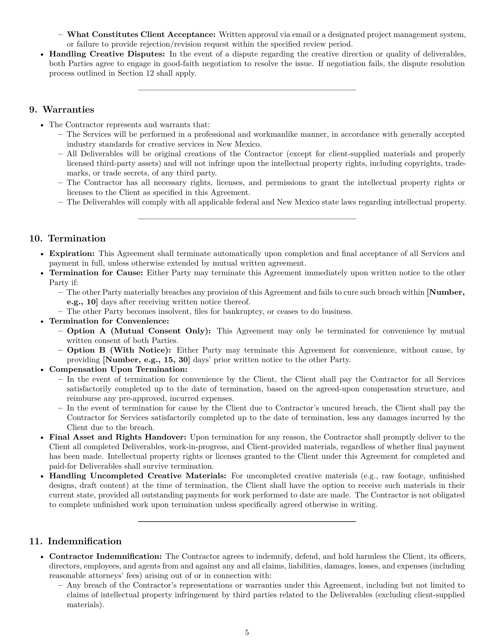 Preview page 5 of Pro New Mexico creative independent contractor agreement template