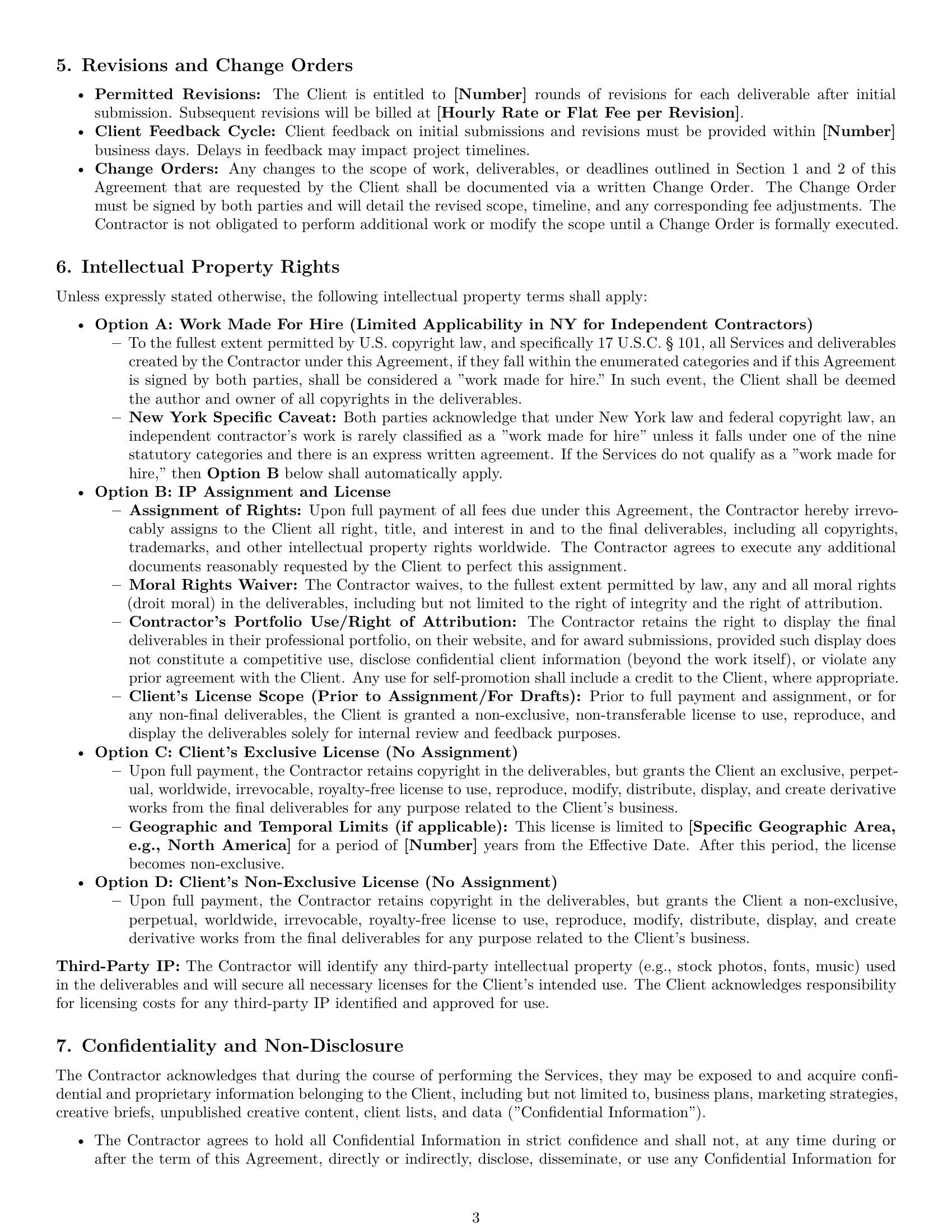 Preview page 3 of Pro New York creative independent contractor agreement template