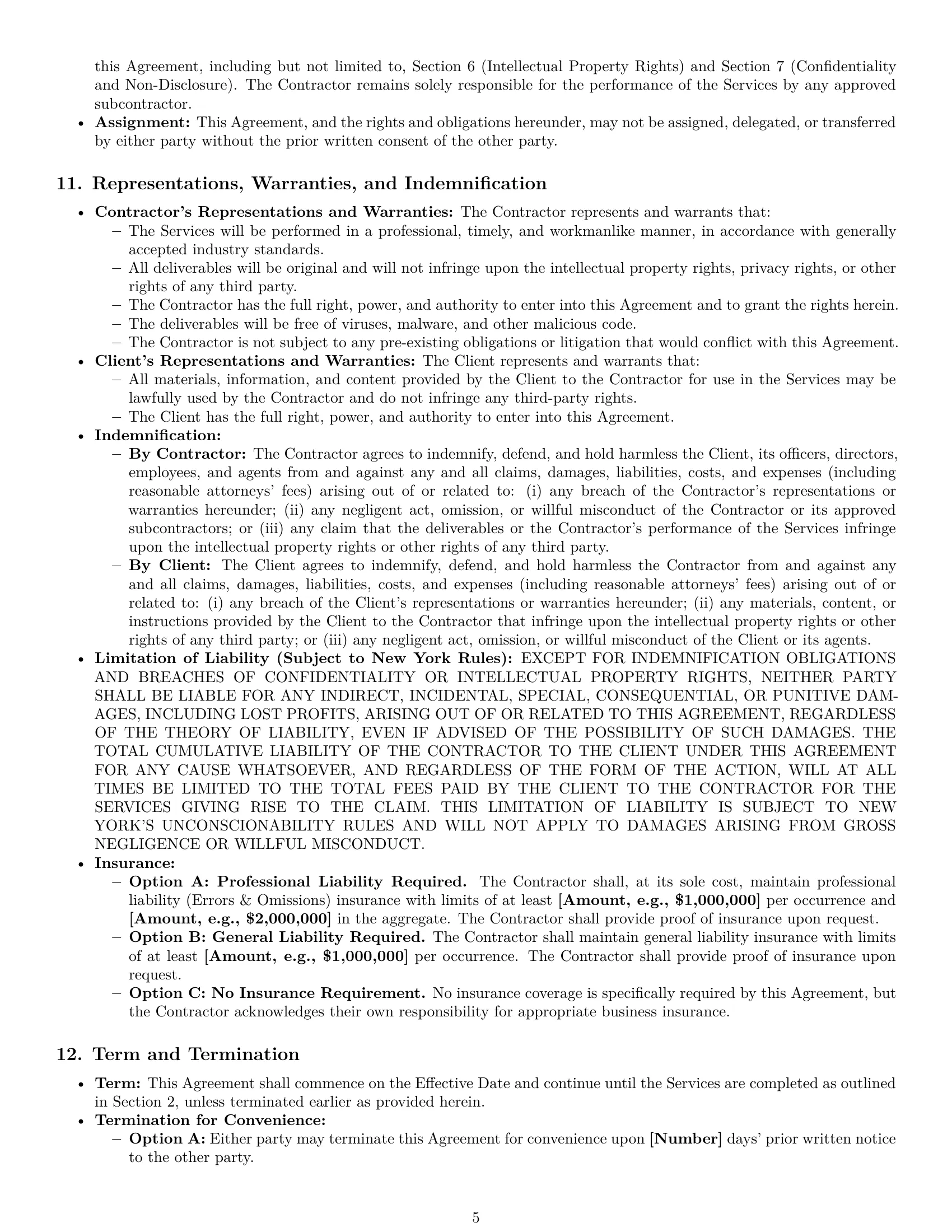 Preview page 5 of Pro New York creative independent contractor agreement template